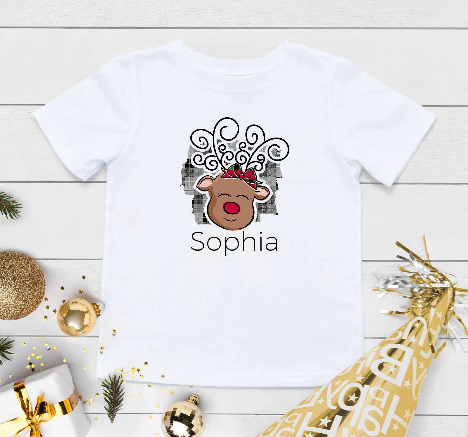 Personalized Christmas Name Onesie® Deer Christmas Girl Shirt, Baby Christmas Onesie® Toddler Christmas Raglan, Sibling Christmas Shirt