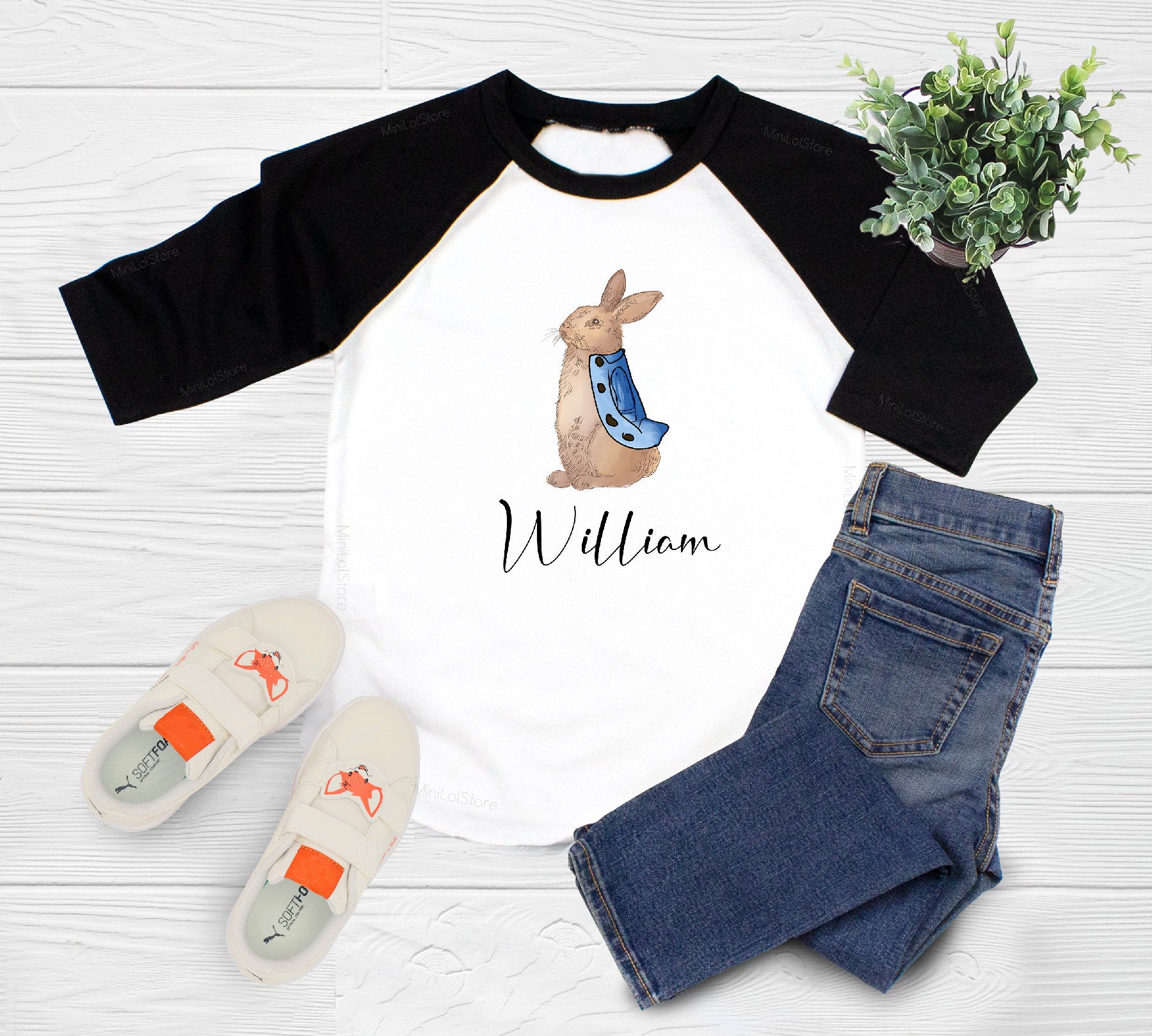 Personalized Name Bunny Onesie®,  Cute Easter Bunny Bodysuit, Cute Rabbit Kids Shirt, Personalized Rabbit Kids Shirt, Cute Animal Kids Shirt