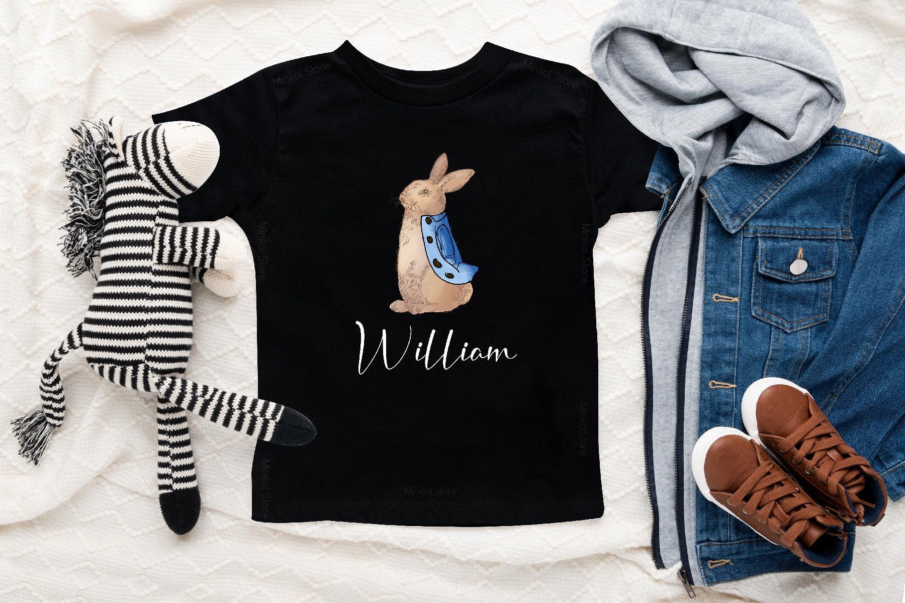 Cute Animal Kids Shirt, Personalized Rabbit Kids Shirt, Cute Rabbit Kids Shirt, Personalized Name Bunny Onesie®,  Cute Easter Bunny Bodysuit