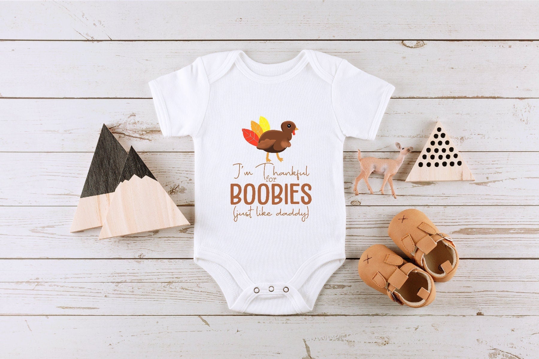 Thanksgiving Onesie®, Funny Thanksgiving Baby Onesie®, Thankful for Boobies Onesie®, First Thanksgiving Onesie®, Little Turkey Onesie®