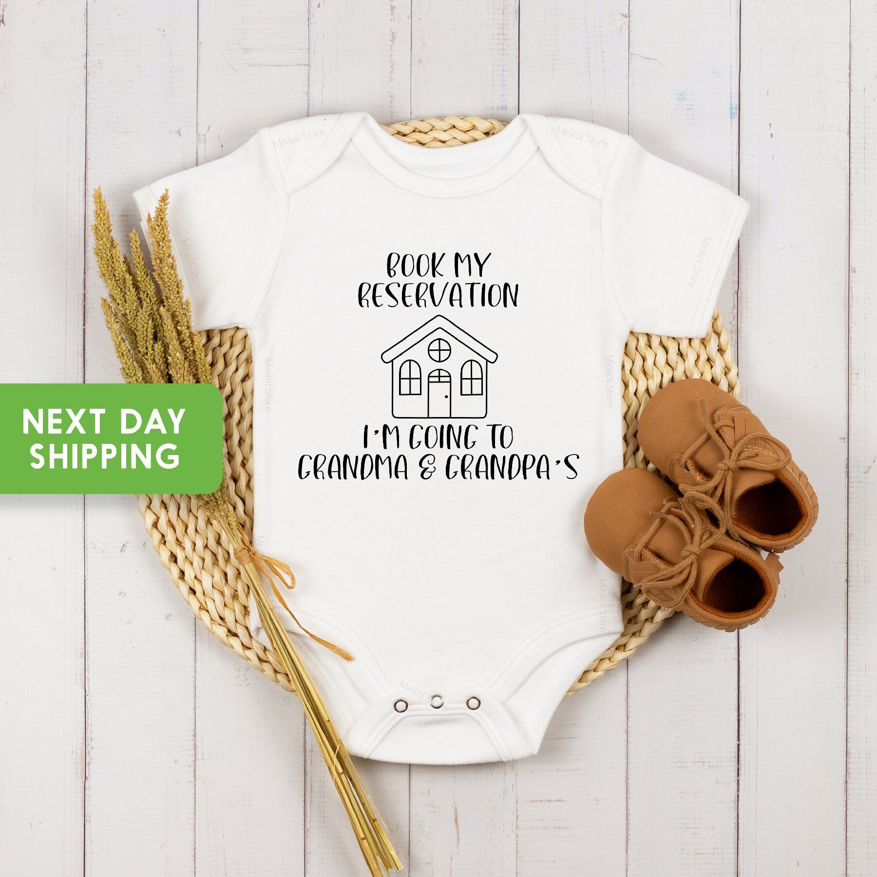 Book My Reservation, I'm Going to Grandma Grandpa Onesie® Grandparents Reveal Onesie® Grandma & Grandpa Announcement, Pregnancy Announcement