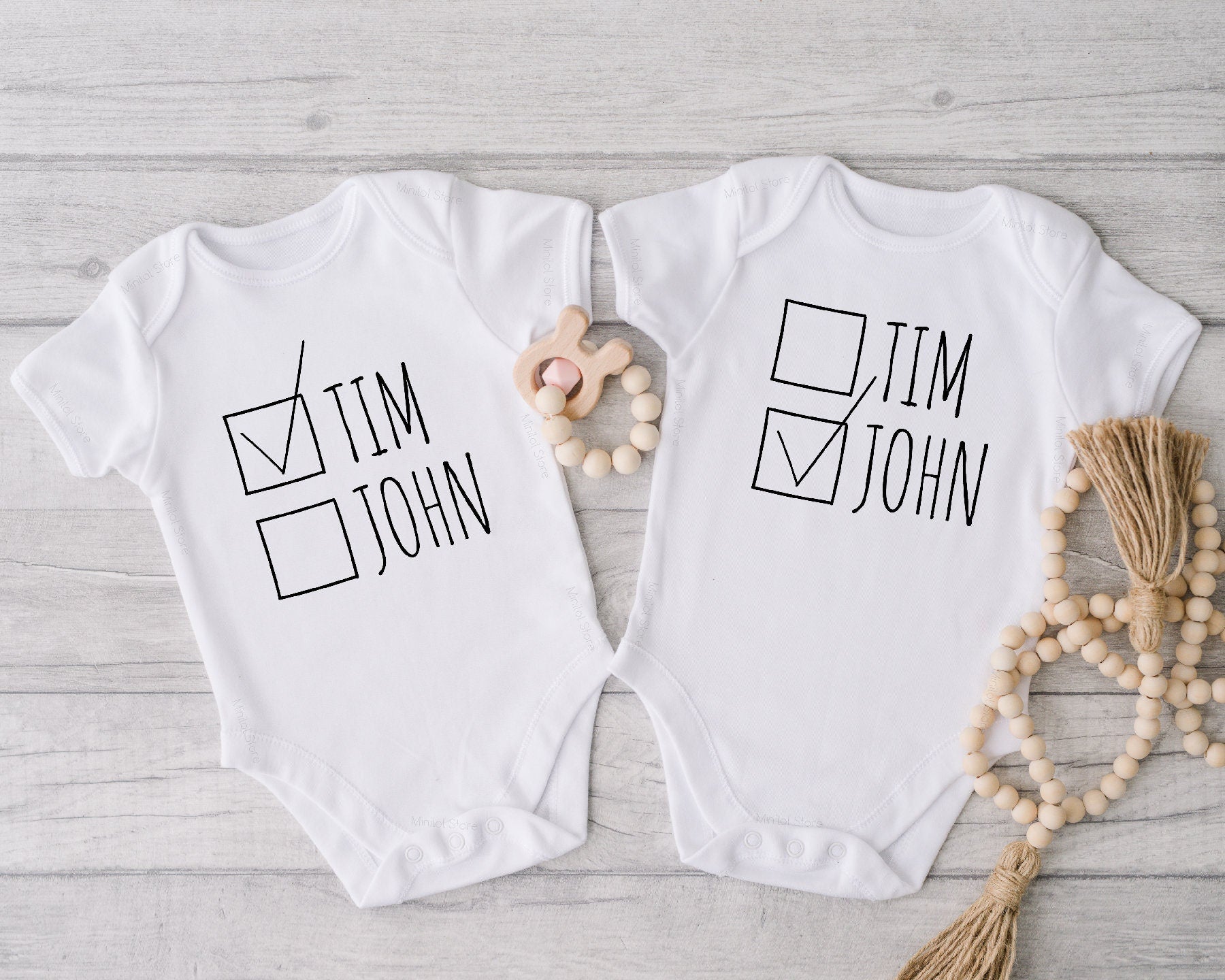 Baby Name Twin Onesie® Set, Funny Best Friends Twin Shirts, Funny Name Twin Onesie®, Cute Best Friend Twin Baby Onesie®, Twin Baby Shower