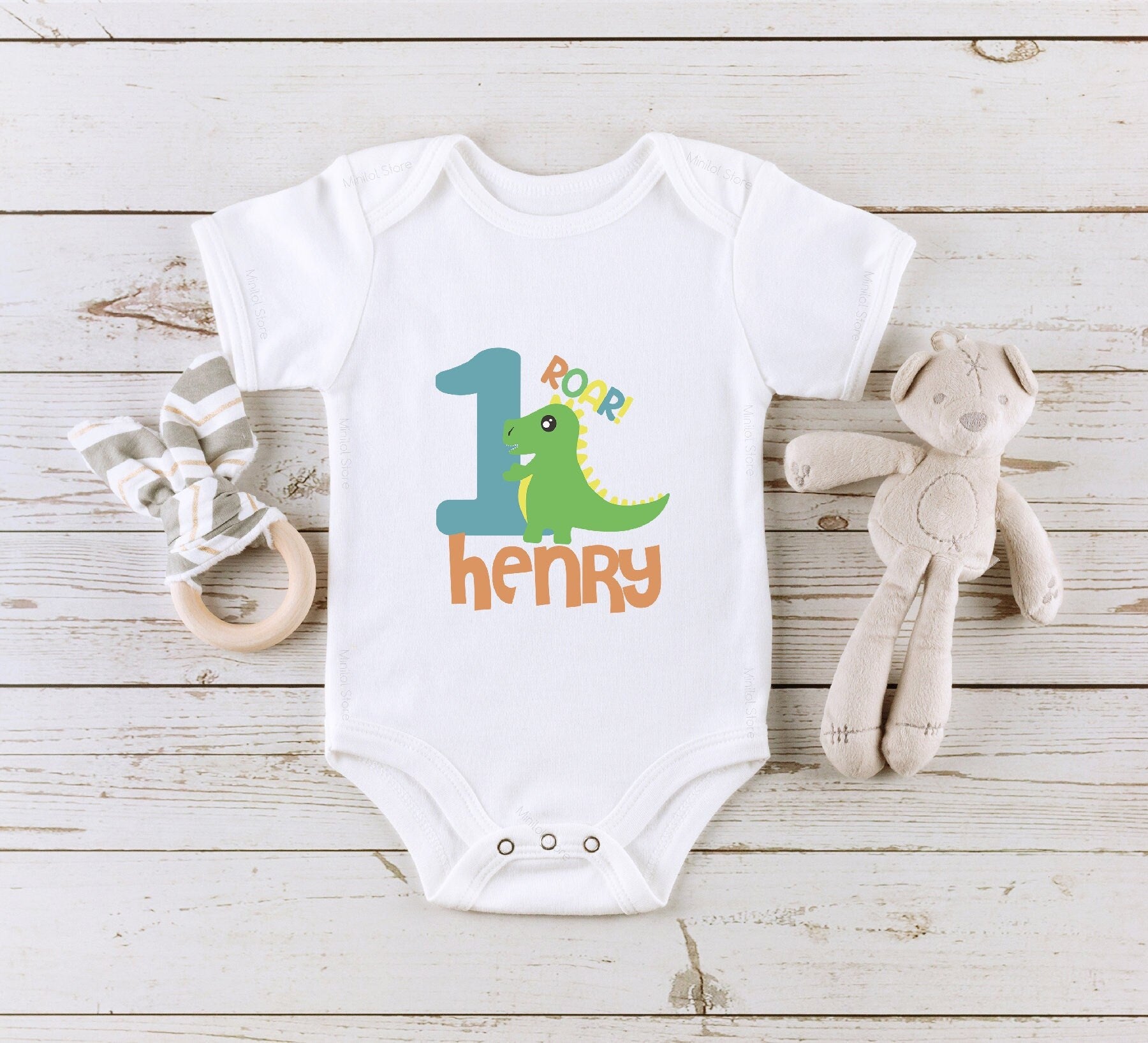 Personalized 1st Birthday Onesie®, Saurus Baby Birthday Bodysuit, Dino First Birthday Boy Onesie®, Personalized 1st Birthday Onesie®