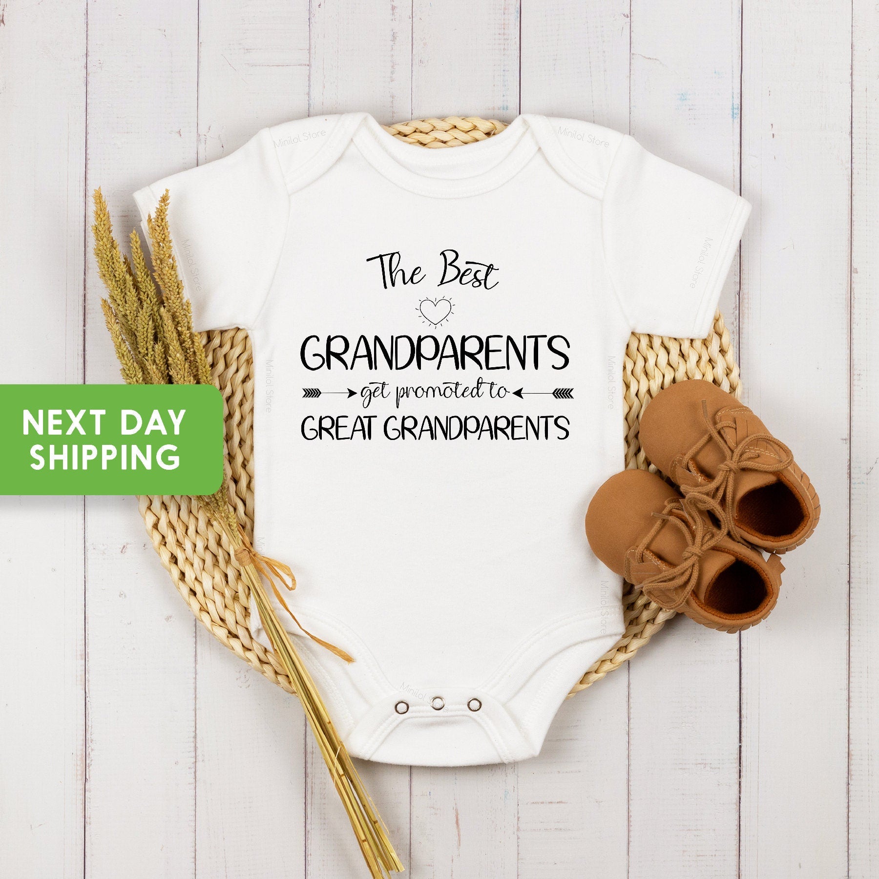 The Best Grandparents Get Promoted to Great Grandparents  Baby Onesie® Grandparents Announcement Onesie® Baby Cute Grandma & Grandpa Onesie®