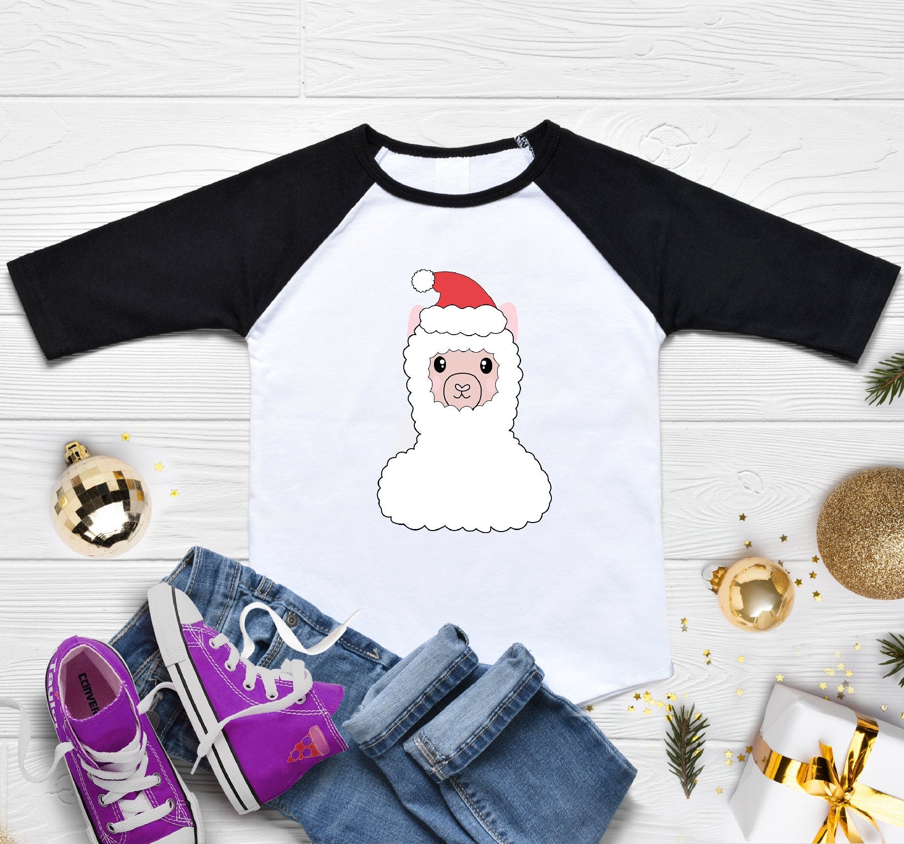 Cute Holiday Kids Shirt, Christmas Kids Shirt, Cute Llama Toddler Shirt , Lama Christmas Toddler Shirt, Funny Christmas Kids Shirt