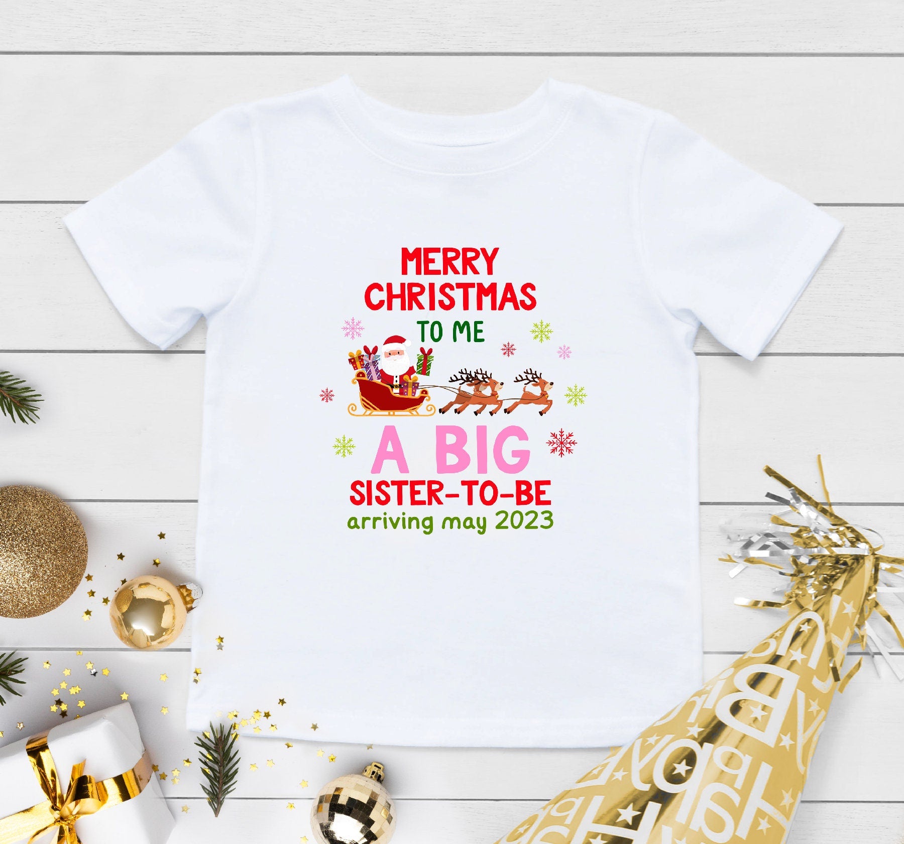 Big Sister To Be, Christmas Big Sister Shirt, Personalized Big Sister Reveal, Christmas Baby Announcement, Christmas Pregnancy Announcement