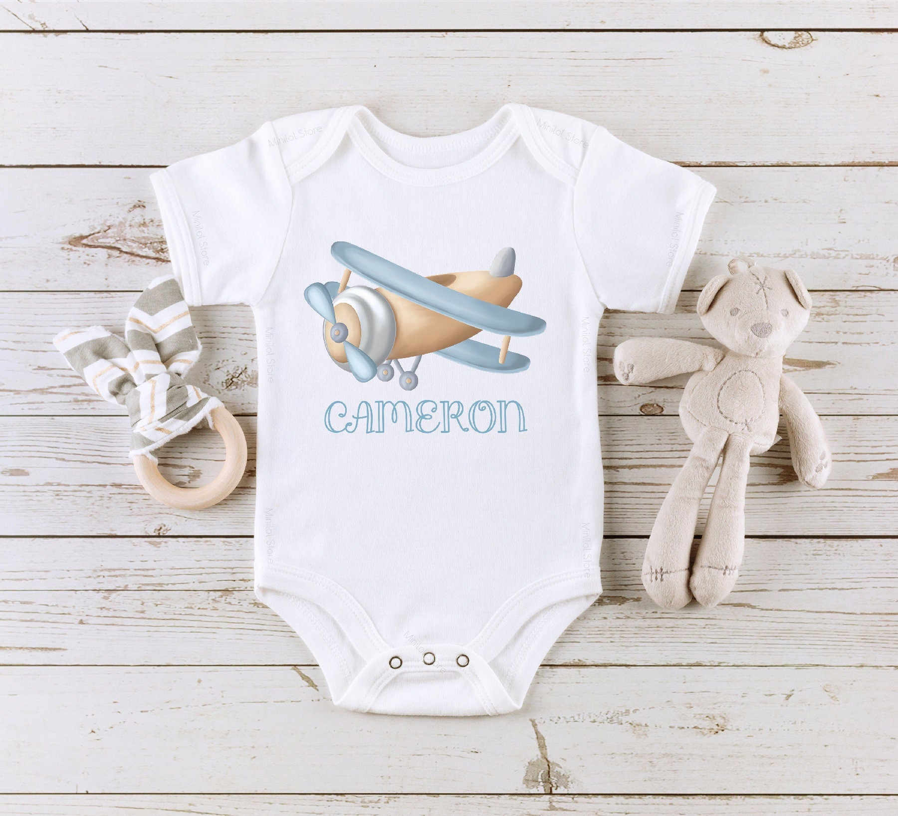 Airplane Bodysuit, Personalized Airplane Name Onesie® Baby Gift, Cute Baby Boy Clothes, Aviation Baby Shower Gift, Travel Onesie®