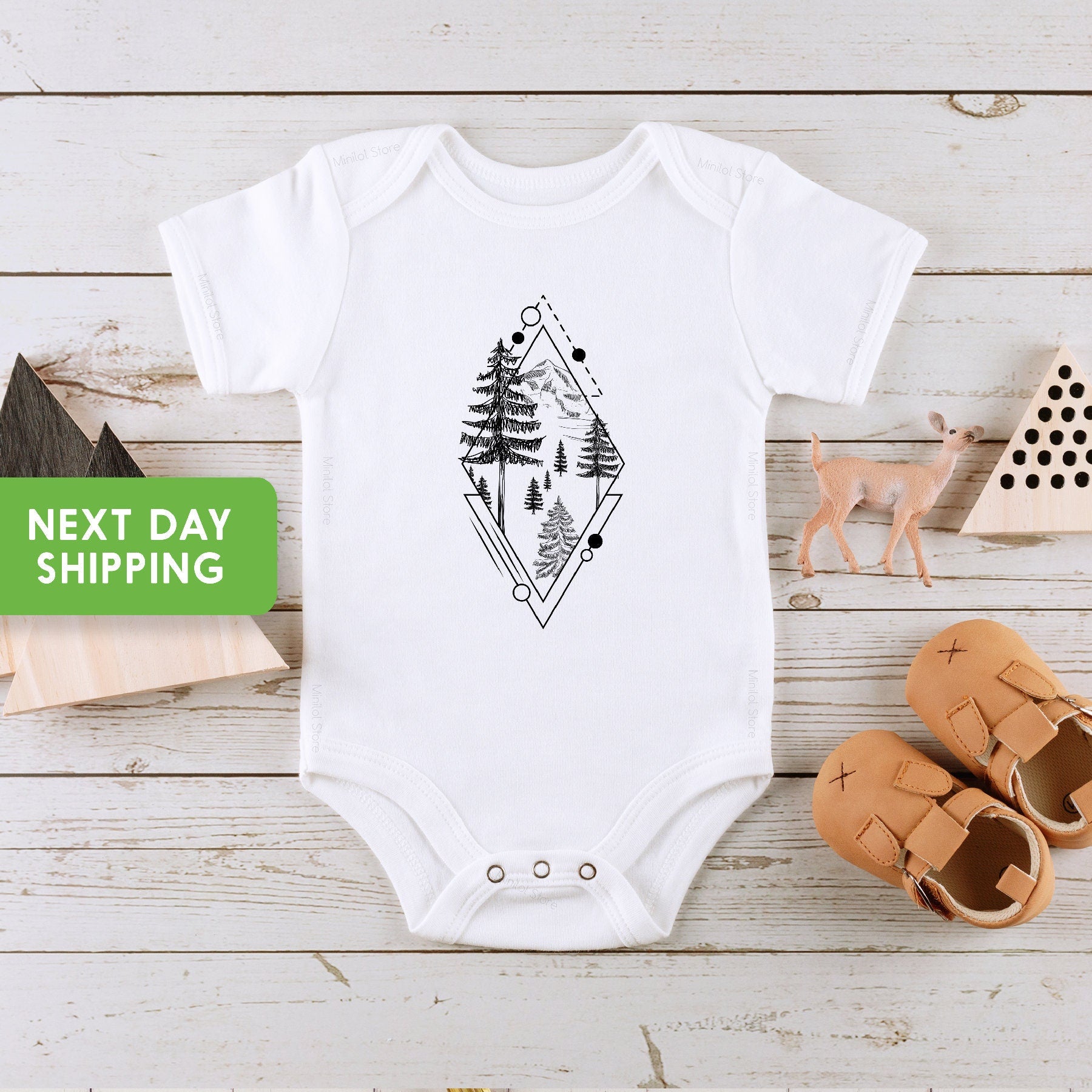 Modern Woods Baby Onesie®,  Hiking Baby Onesie®, Nature Lover Bodysuit, Adventure Onesie®, Adventure Toddler Shirt, Hiking Toddler Shirt