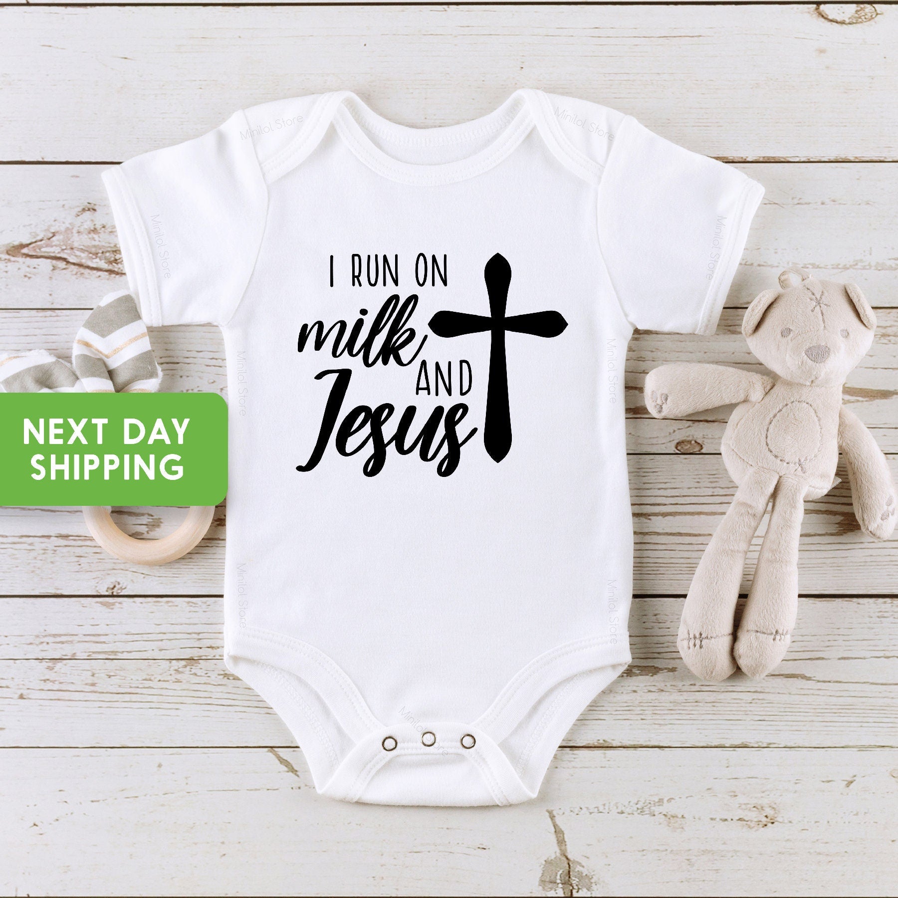 Jesus and Milk Onesie®, Christian Baby Onesie®, Unisex Baby Gift, Unique Baby Gift, Religious Baby Onesie®, Christian Baby Gift, Baptism