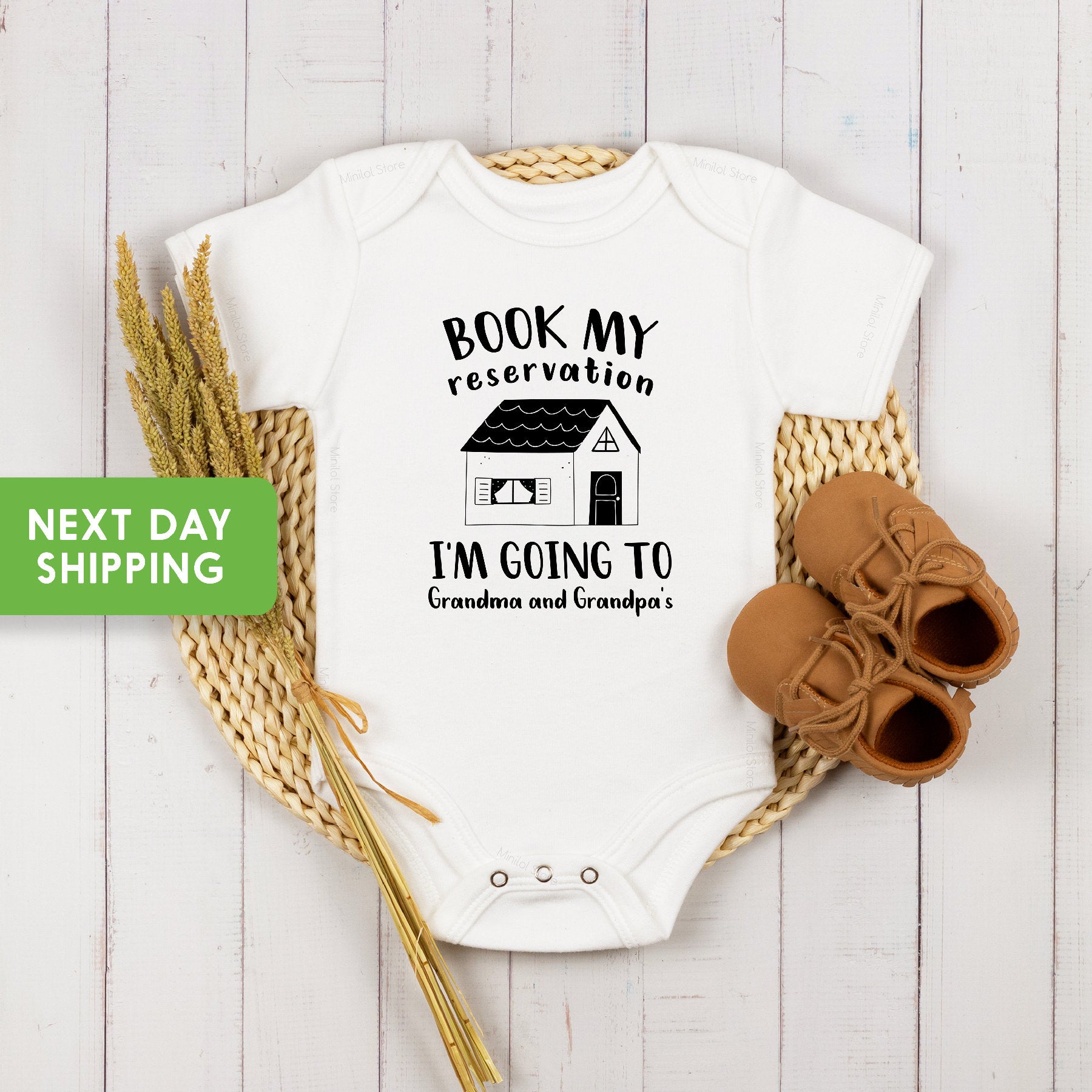 Book My Reservation, I'm Going to Grandma Grandpa, Grandma Onesie®, Grandpa Onsie®, Pregnancy Announcement, Newborn Onesie®, Grandparents