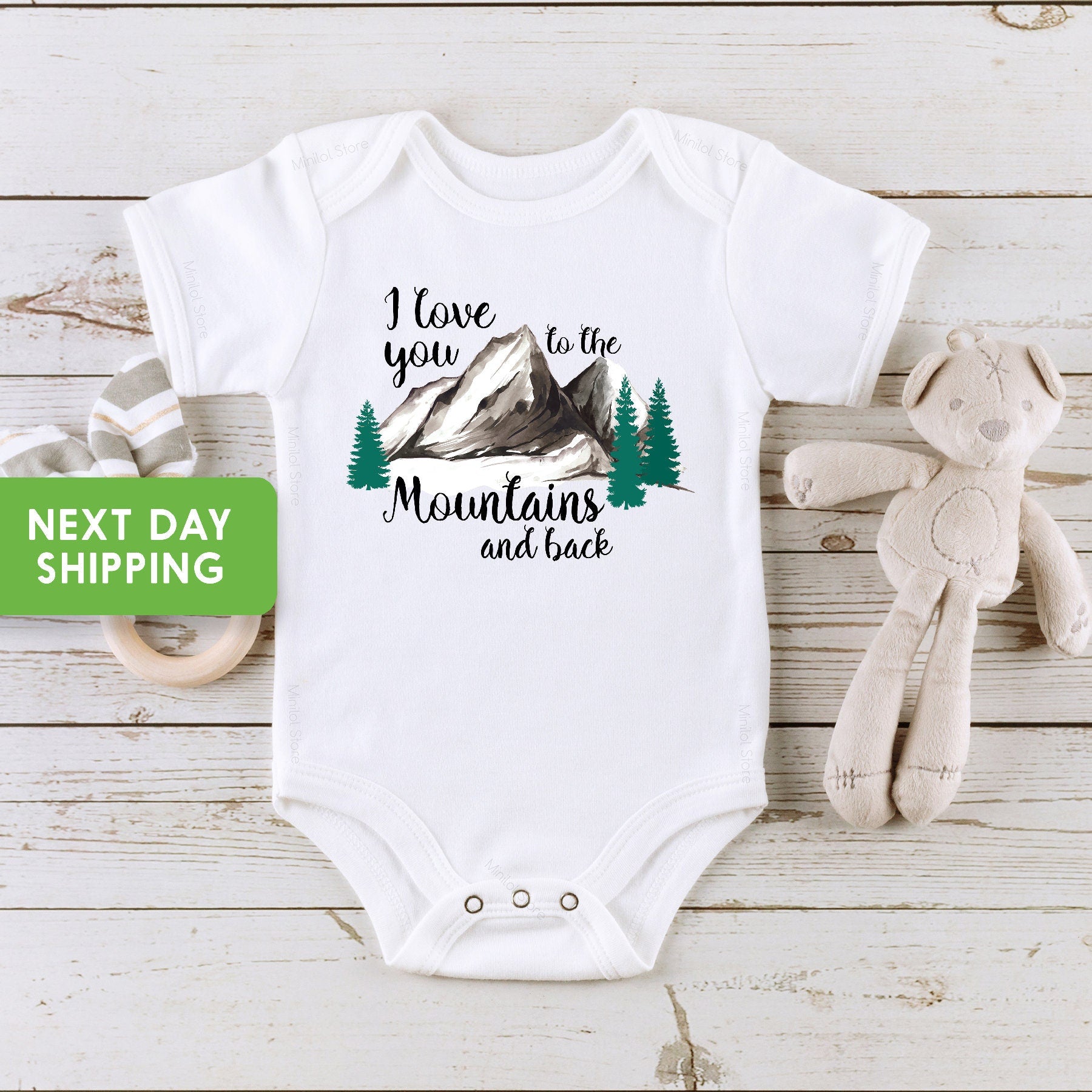 I Love You to the Mountains and Back Onesie®, Camping Onesie®, Adventure Baby Onesie®, Unisex Baby Clothes, Mountain Bodysuit