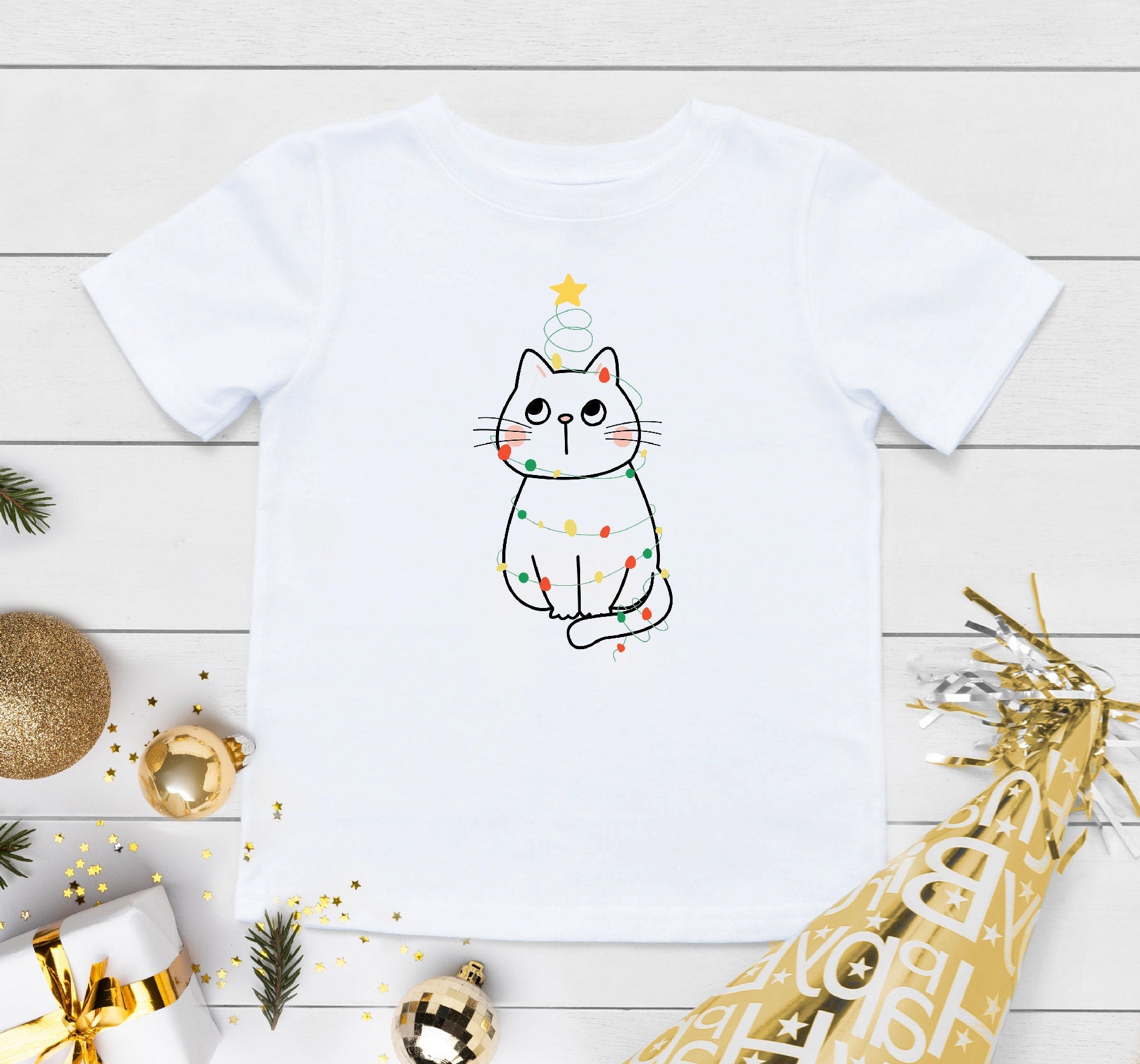 Cute Cat Christmas Baby Onesie®, Cute Christmas Onesie®, Kitty Cat Baby Onesie®, Christmas Toddler Shirt, Kitten Christmas Baby Bodysuit