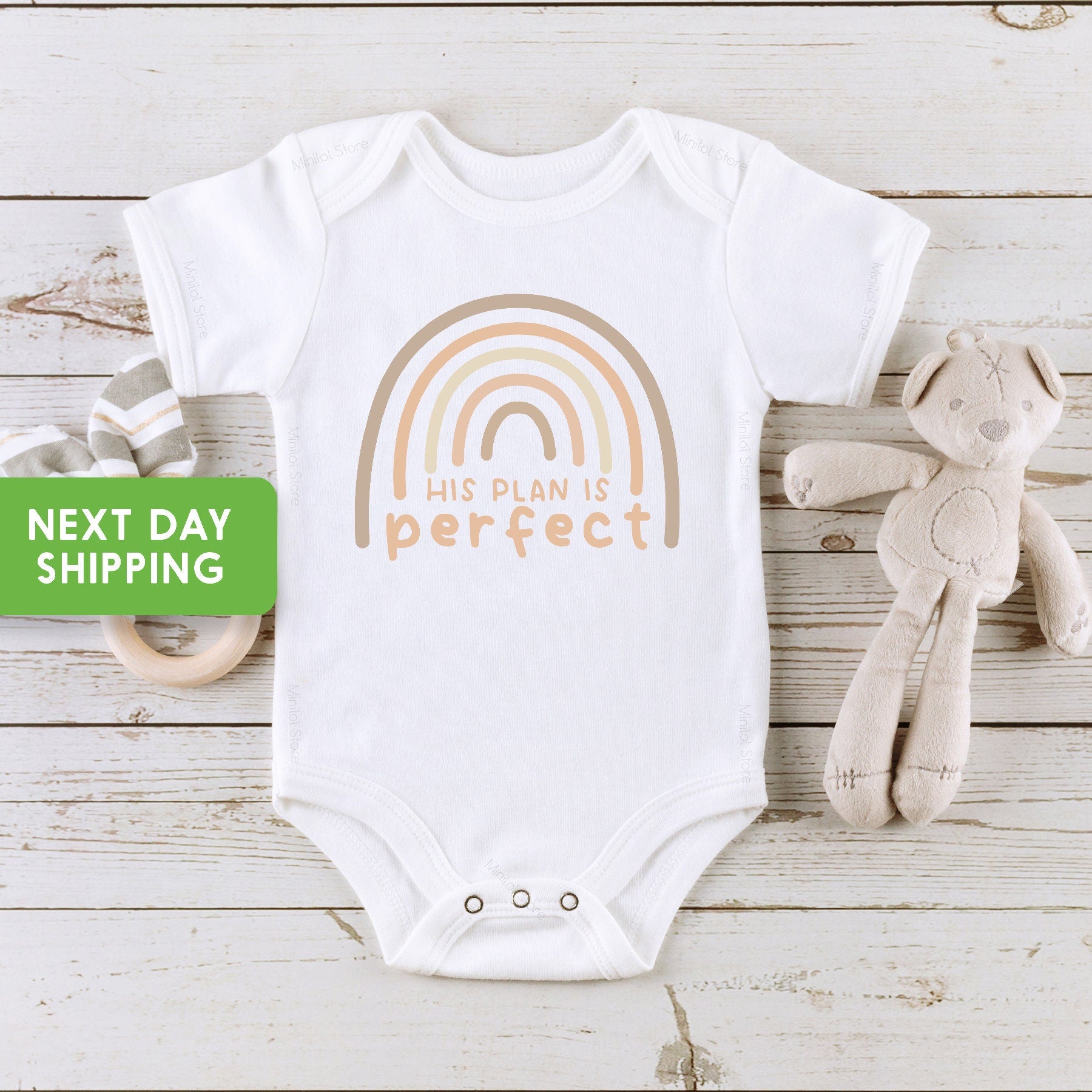 His Plan is Perfect  Bodysuit, Rainbow Baby Reveal Onesie®, Pregnancy Announcement, IVF Infant Bodysuit, Gender Neutral, Baby Announcement