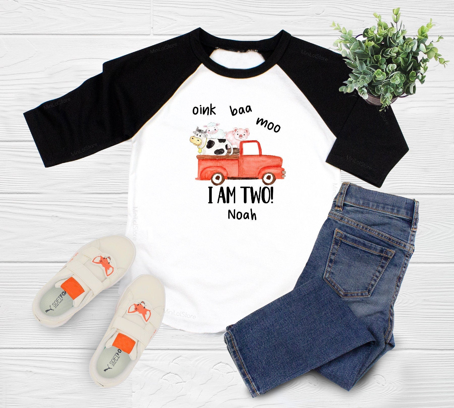 Oink Baa Moo Blue Truck Birthday Shirt, Personalized with Name, Personalized Birthday Shirt, Farm Themed Birthday Shirt, Farm Birthday Party