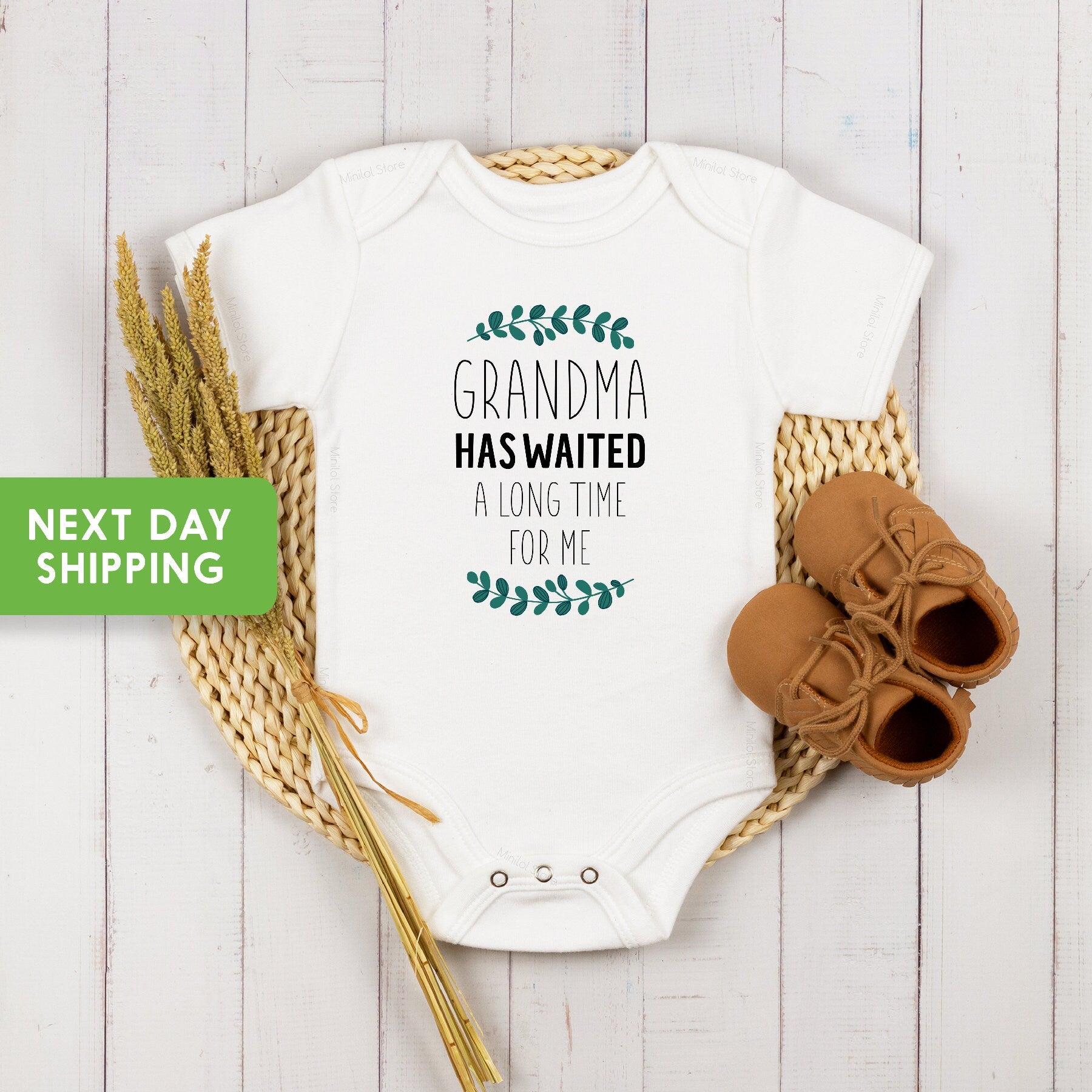 Grandma Has Waited A Long Time For Me Onesie®, Baby Announcement, Pregnancy Announcement, Baby Announcement, Baby Shower Gift From Grandma