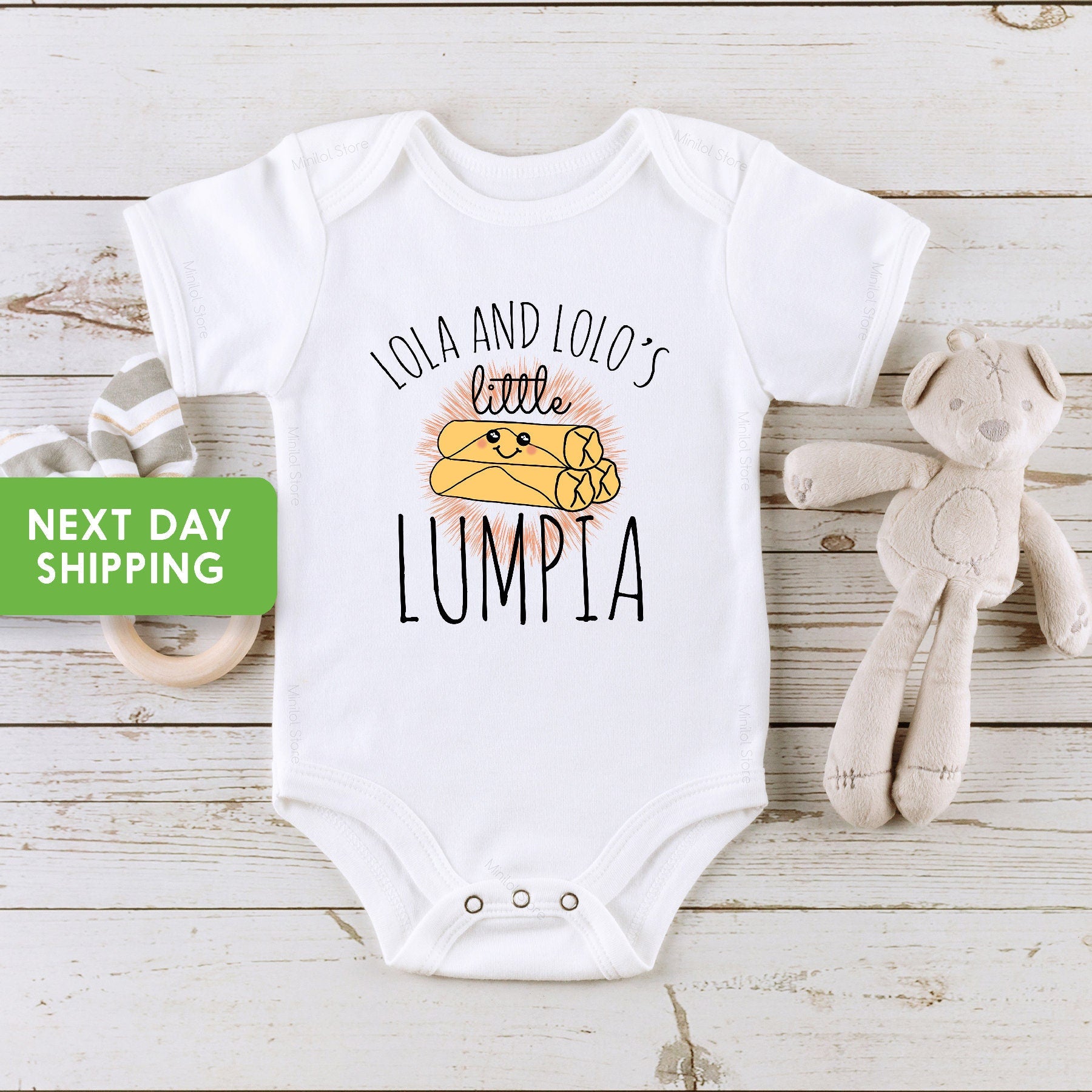 Lola's Little Lumpia Baby Onesie®, Filipino Food Baby Clothes, Baby Shower Gift, Cute Filipino Grandparents Gift, Pinay Present