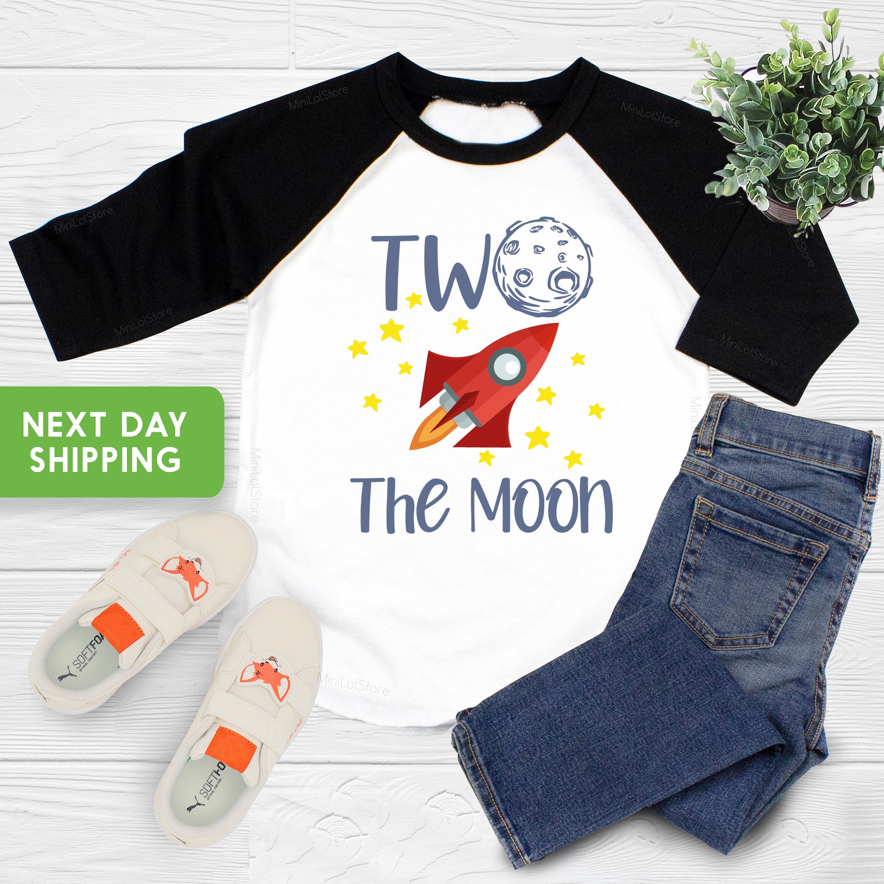 Two The Moon Birthday Shirt, Boys 2nd Birthday Outfit, Boys Space Birthday Party Birthday Shirt, Boys Space Second Birthday