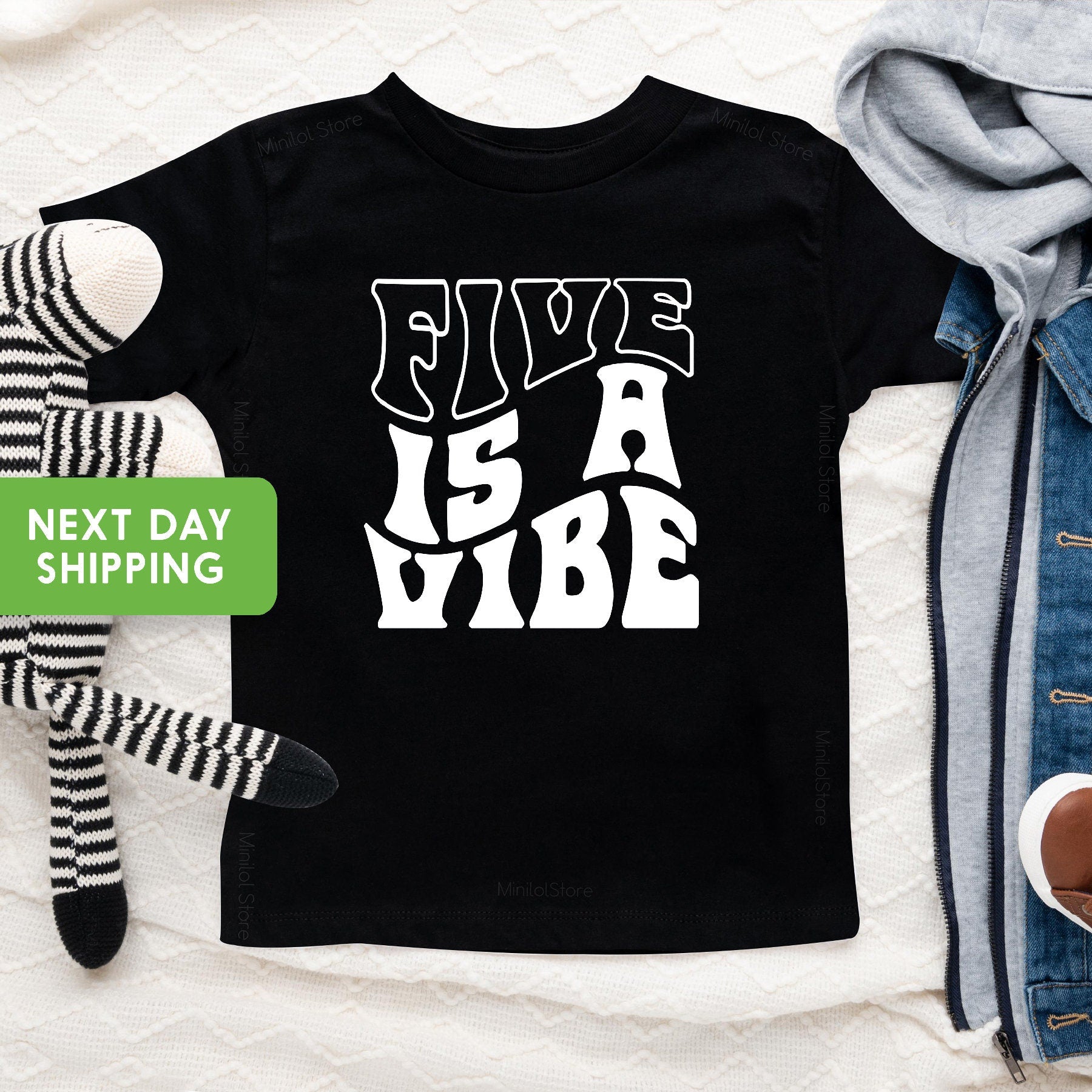 Five is Vibe Wave Shirt, 5th Birthday Shirt, Boy Birthday Shirt , Fifth Birthday Shirt, Groovy, Preschooler Shirt, Kindergartner Shirt