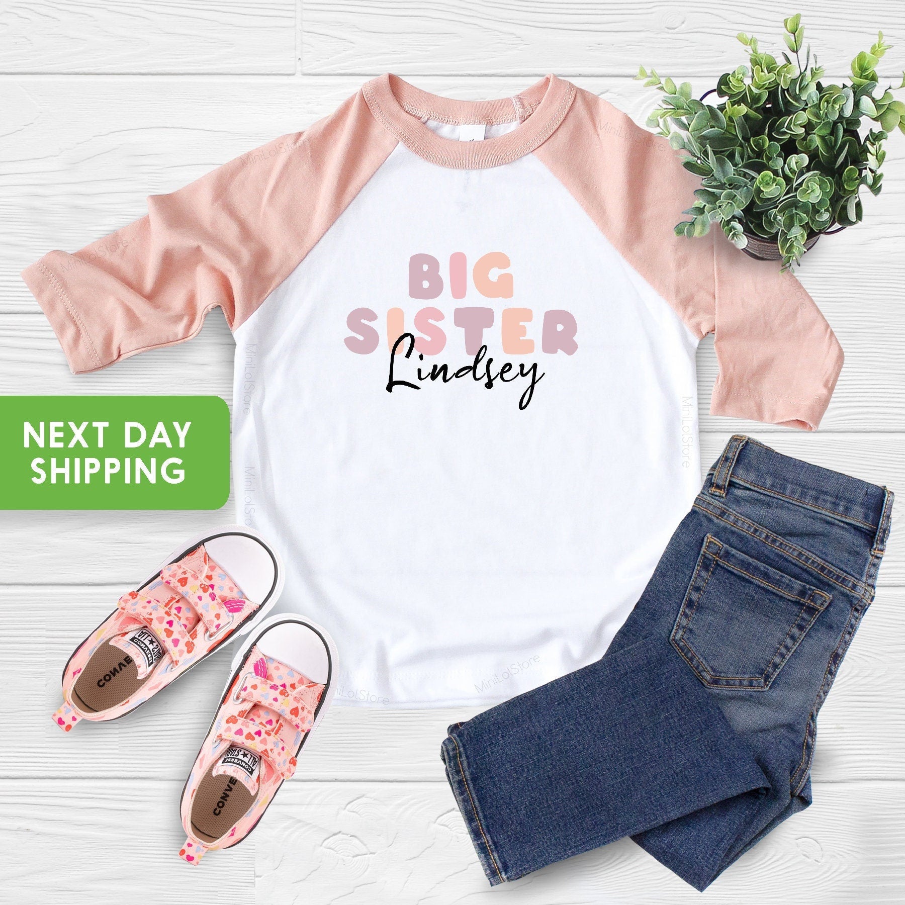 Personalized Big Sister Shirt, Baby Announcement, Pregnancy Reveal, Sister Announcement, Baby Grow, New Sister Gift, Siblings Kids Tee