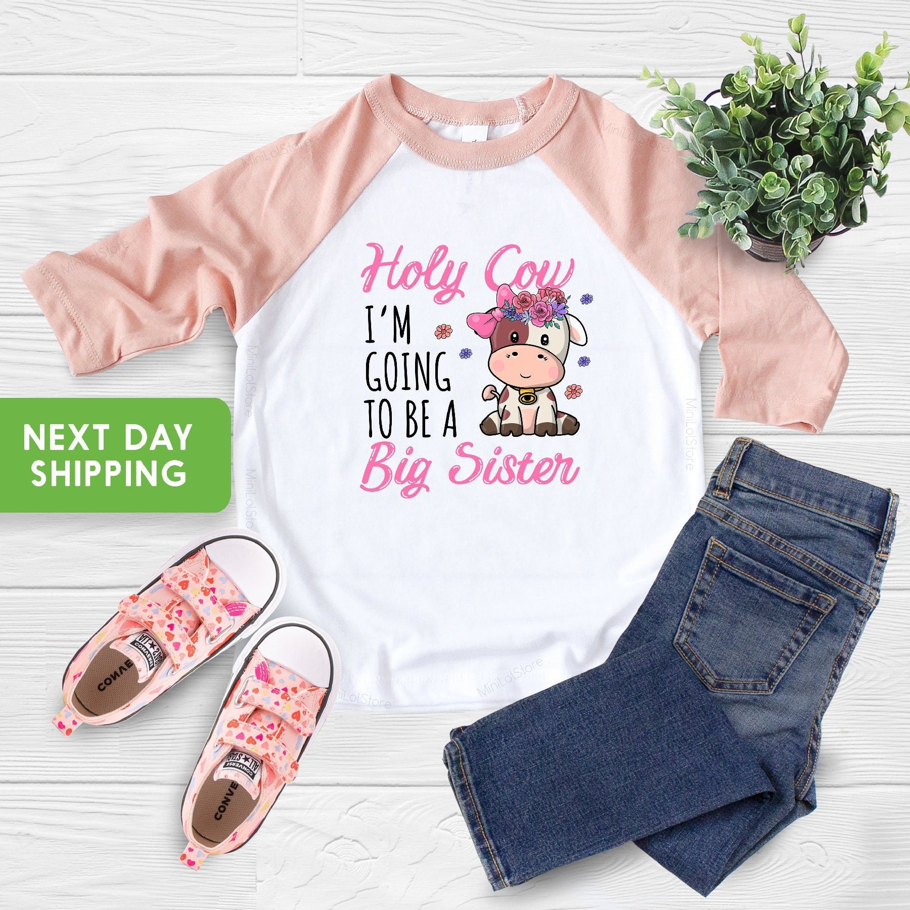 Holy Cow I'm Going to Be a Big Sister Pregnancy Announcement Shirt, Big Sister Cow Shirt, Sister Farm Shirt, Promoted to Big Sister