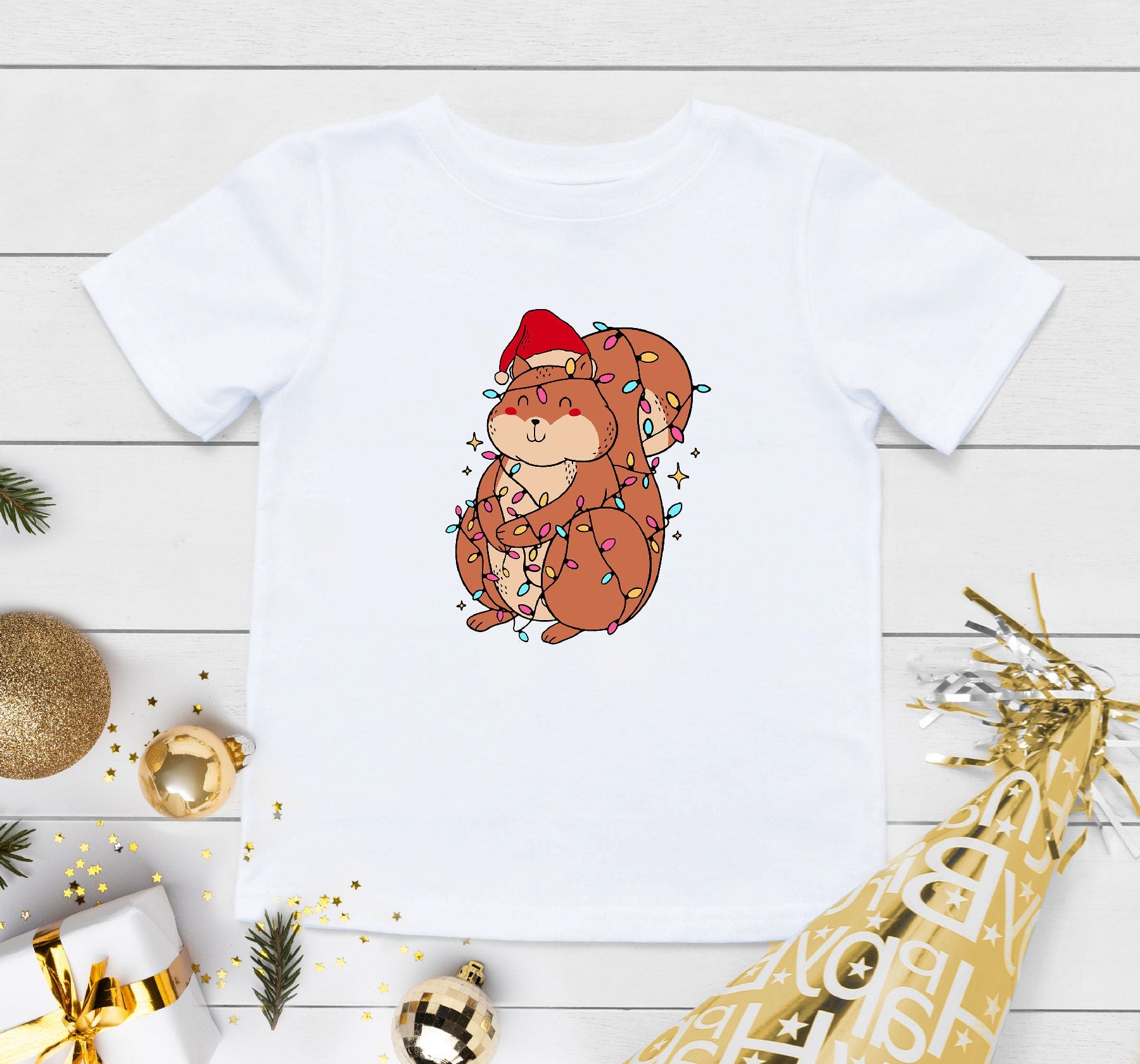 Christmas Squirrel Lights Baby Onesie®, Christmas Shirt, Funny Christmas Shirt, Christmas Gift Shirt, Christmas Gift For Baby