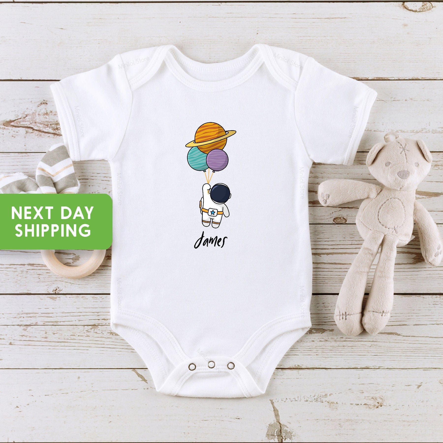 Outer Space Baby Onesie®, Astronaut Baby Onesie®, Personalized Baby Onesie®, Personalized Gift, Baby Shower Gift, Personalized New Baby Gift