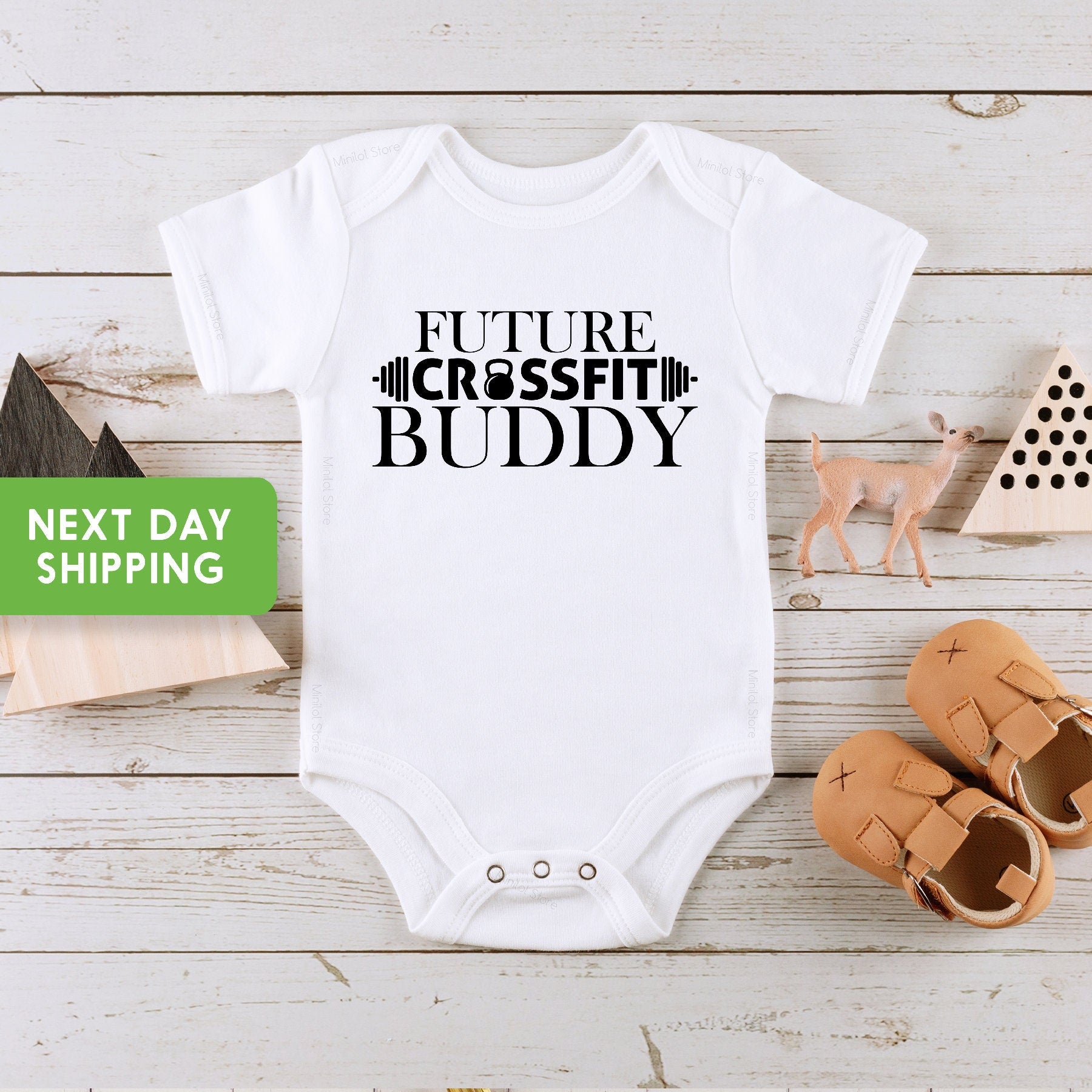 Future Crossfit Buddy Baby Onesie®, Cute Fitness Onesie®, Workout Baby Onesie®, New Baby Gifts, Crossfit Baby, Gym Fitness Baby Clothes