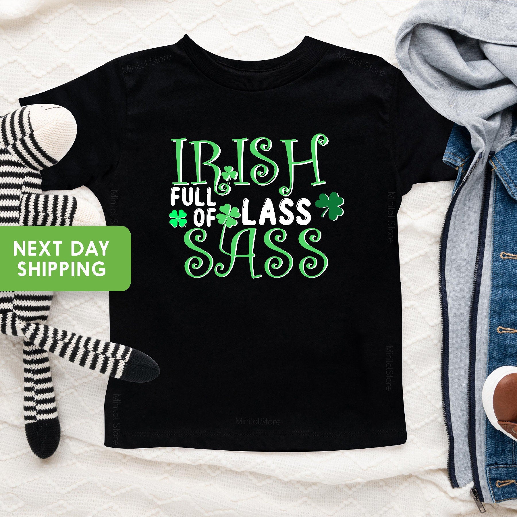 St. Patrick's Day Girls Shirt, Irish Lass Full of Sass Toddler Girl Shirt, Funny St. Patrick's Day Girl Gift, Irish Girl Onesie®