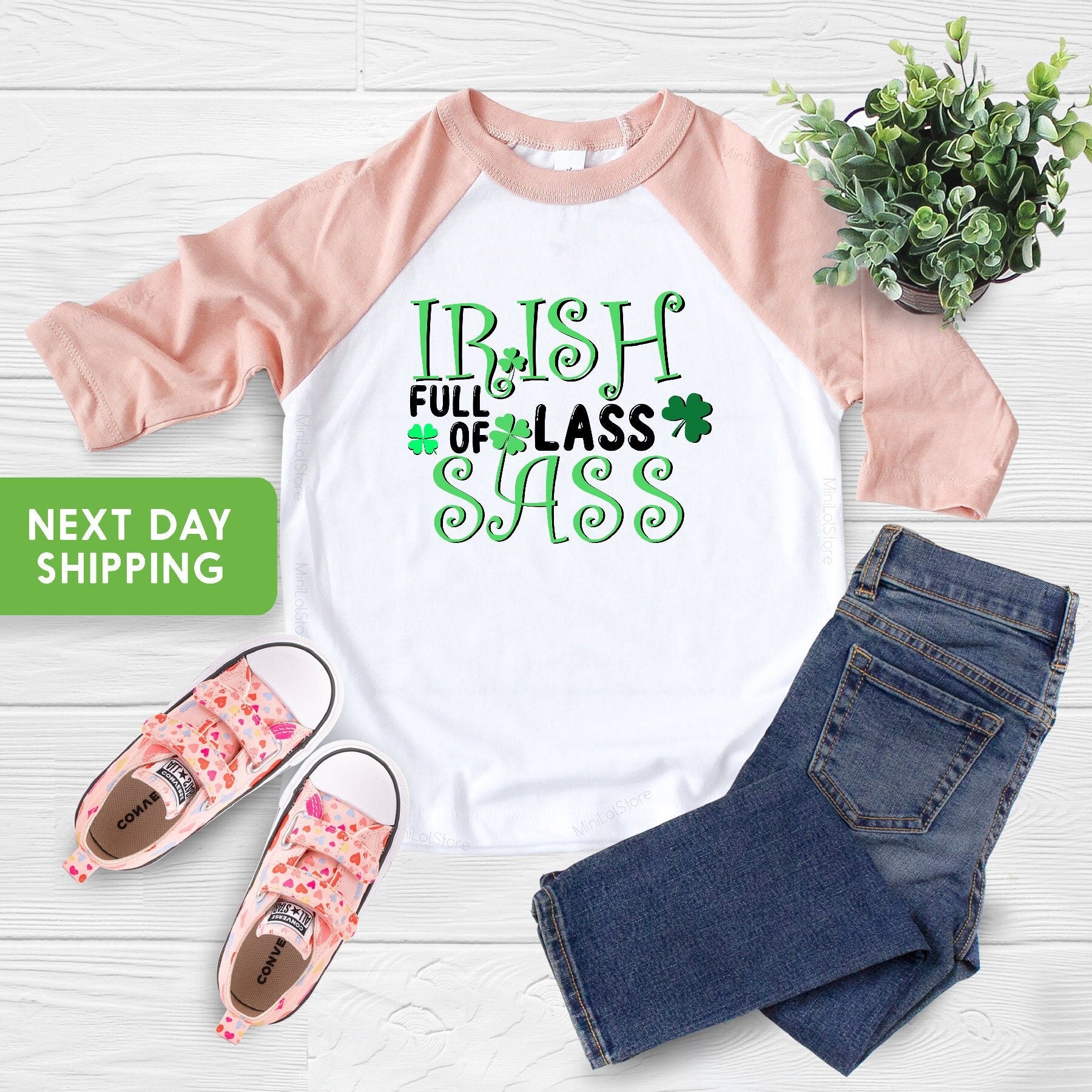 St. Patrick's Day Girls Shirt, Irish Lass Full of Sass Toddler Girl Shirt, Funny St. Patrick's Day Girl Gift, Irish Girl Onesie®