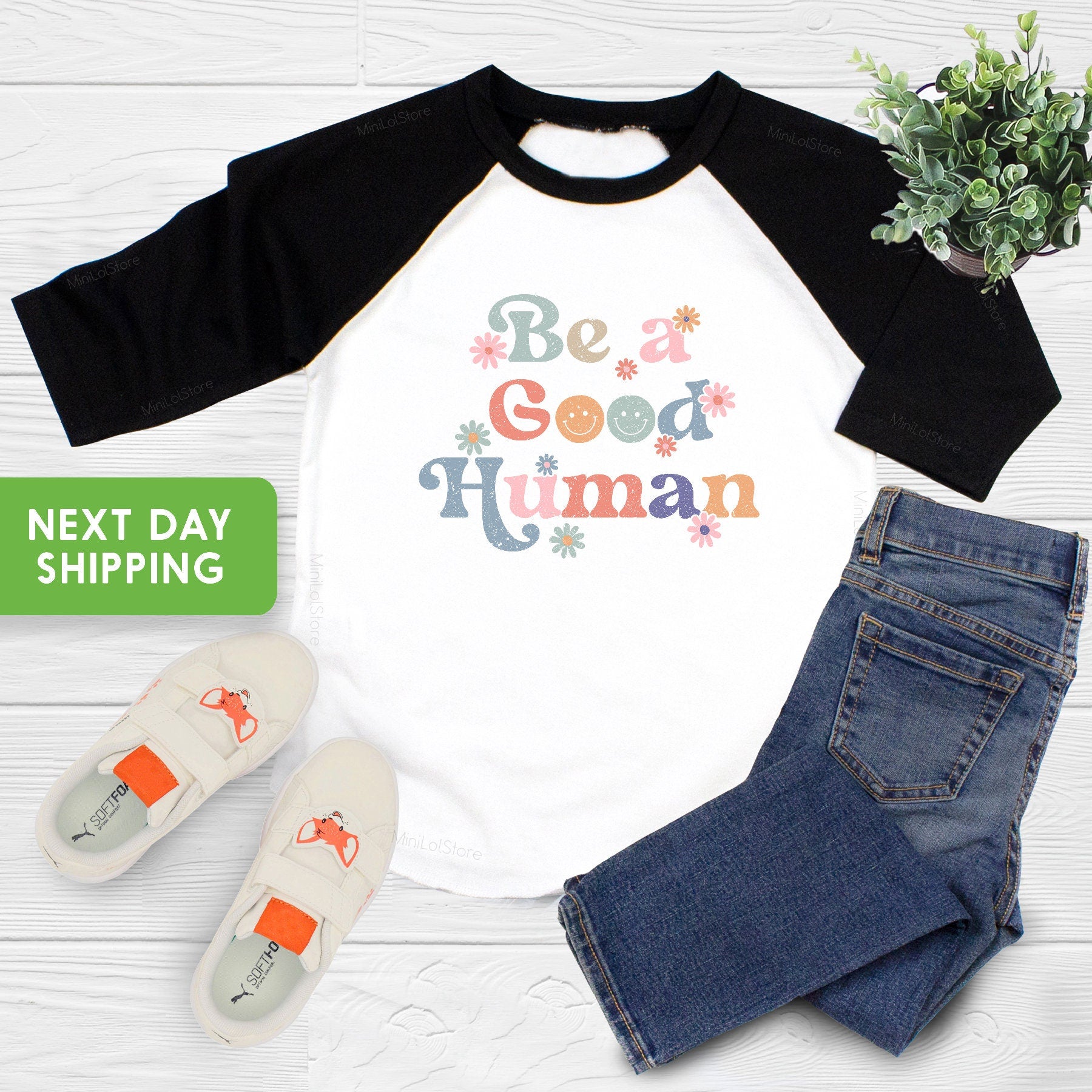 Be A Good Human Onesie®, Boho Bodysuit, Cute Girl Onesie®, Be a Good Human Toddler Shirt, Gift for Toddler