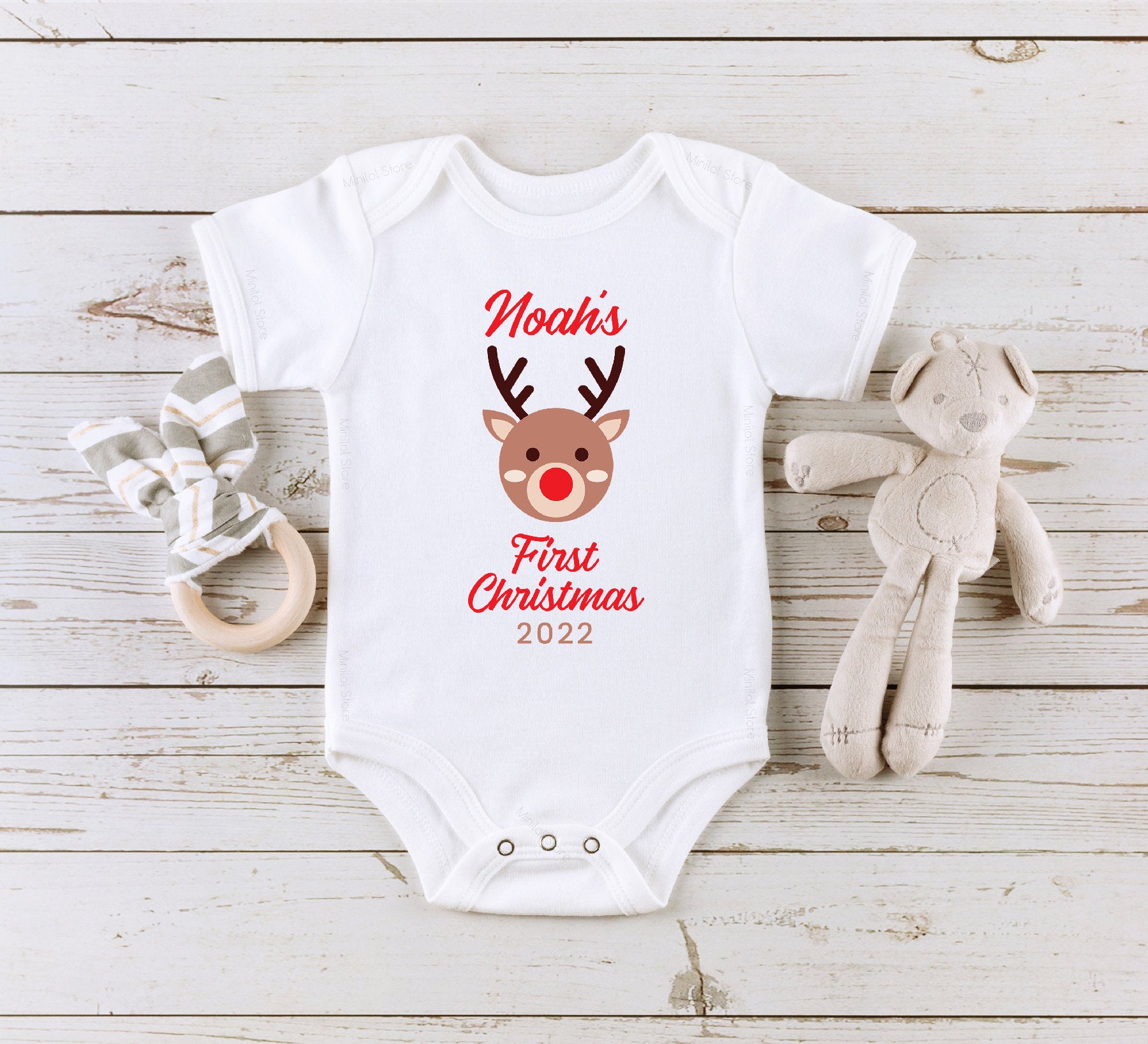 First Christmas Custom Onesie®, Personalized Christmas Onesie®, Newborn Baby Home Coming Gift, Personalized Christmas Onesie®