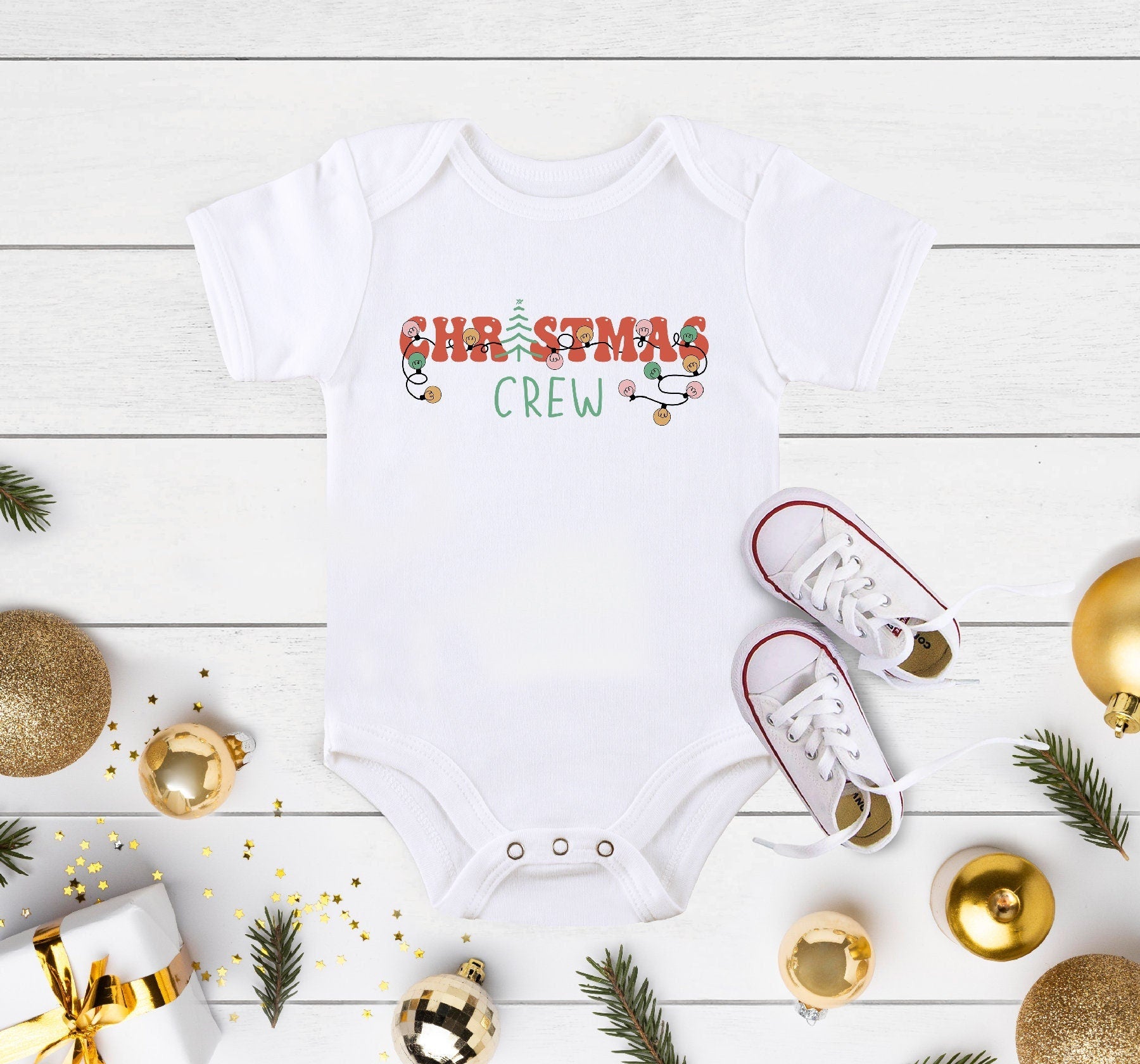 Christmas Crew Onesie®, Christmas Baby Onesie®, Christmas Crew Christmas Lights Kids Shirt, Christmas Mistletoe Onesie®, Christmas Gift