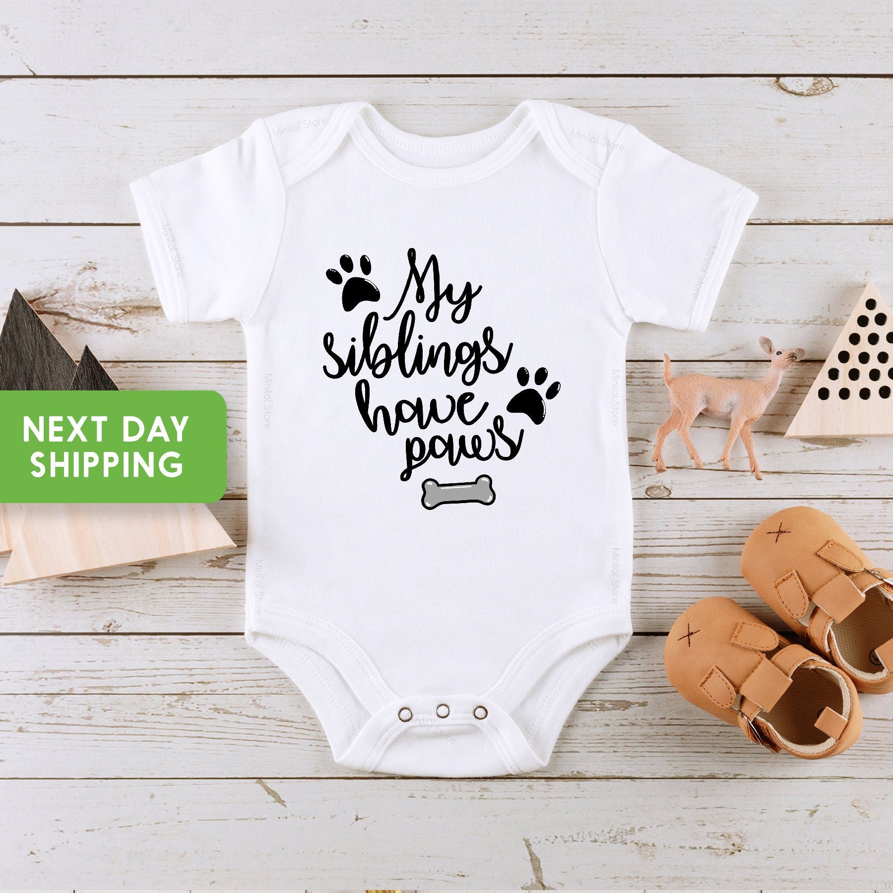 My Siblings Has Paws Onesie®, Baby Announcement Onesie®, Pregnancy Announcement Onesie®, Baby Shower Gift, Dog Lover Onesie®