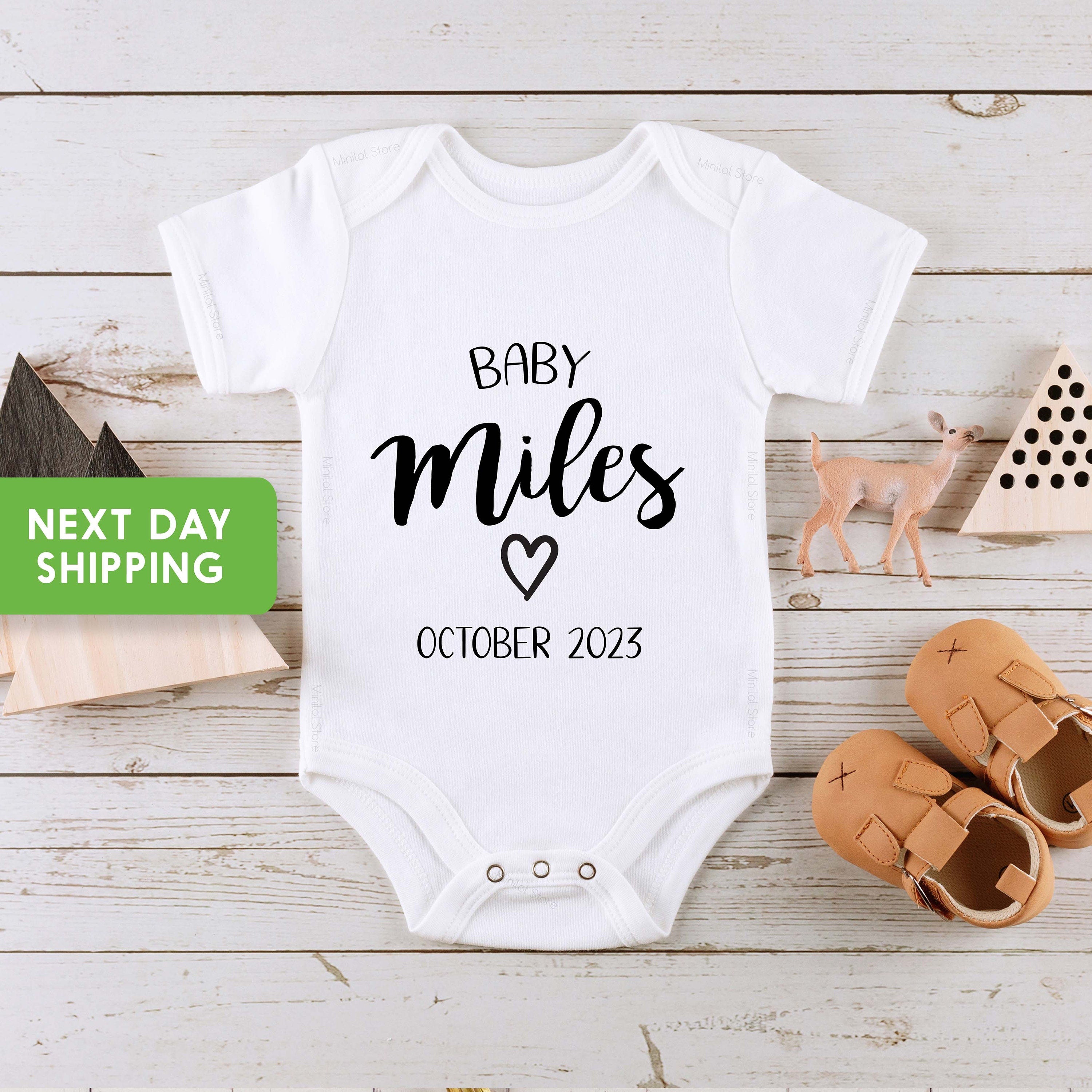 Baby Name Announcement Onesie®, Pregnancy Announcement Bodysuit, Coming Soon Baby Onesie®