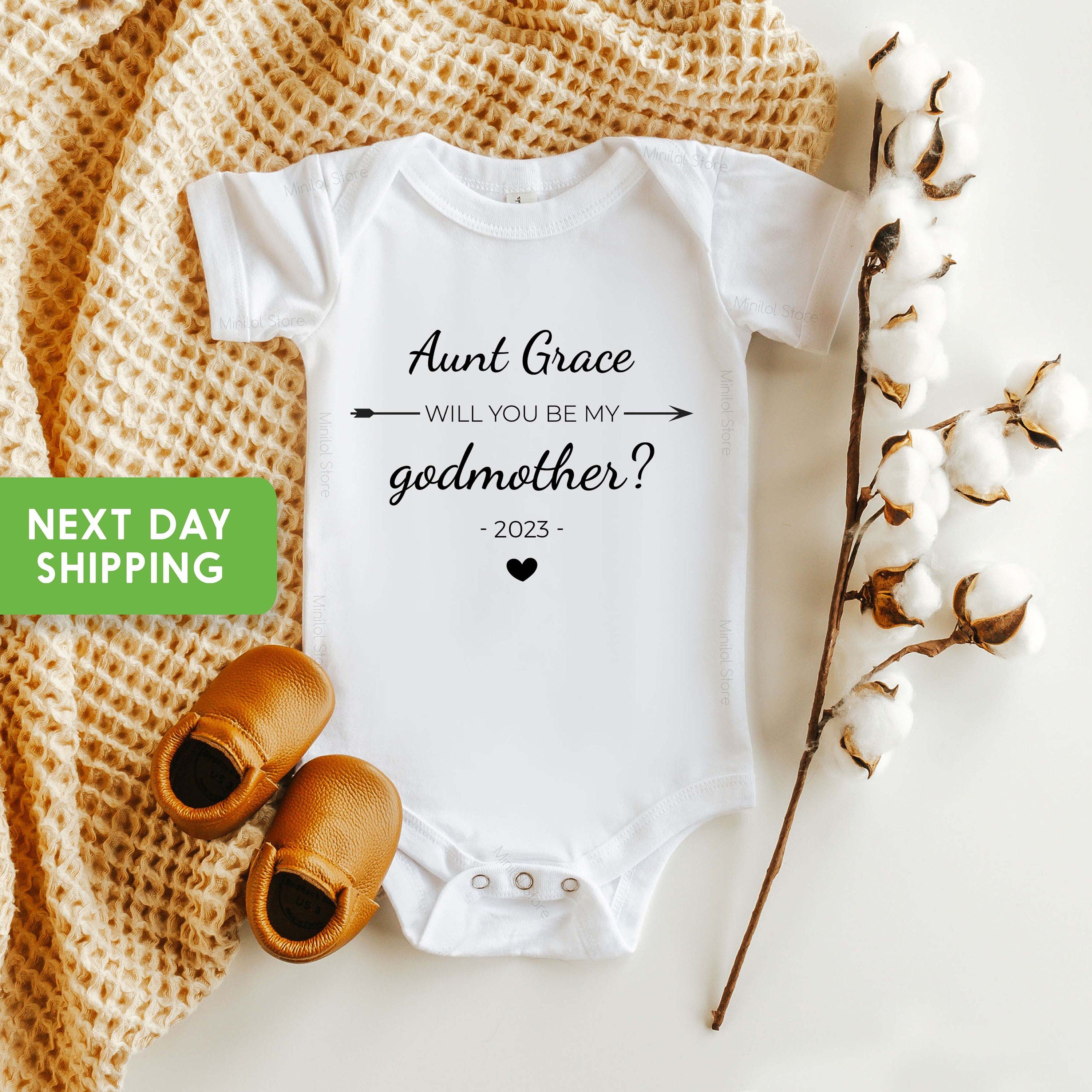 Personalized Name Onesie®, Cute Godmother Announcement Onesie®, Will You Be My Godmother Baby Onesie®, Personalized Baby Onesie®