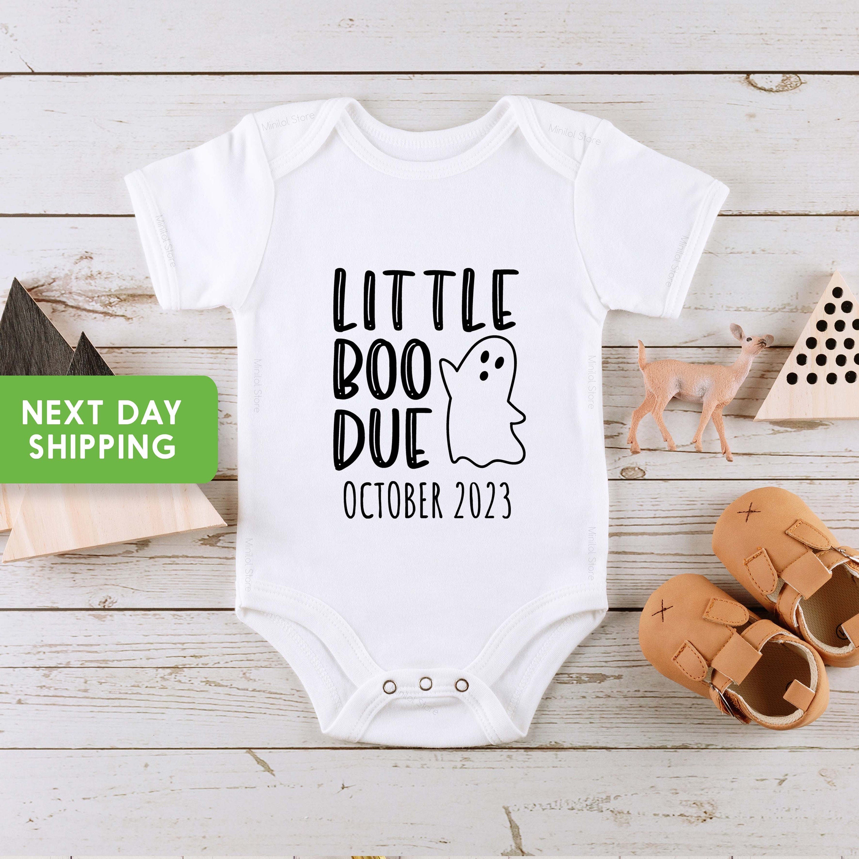 Personalized New Baby Announcement, Fall Announcement, Halloween Baby Announcement Onesie®, Baby Shower Gift, October Announcement