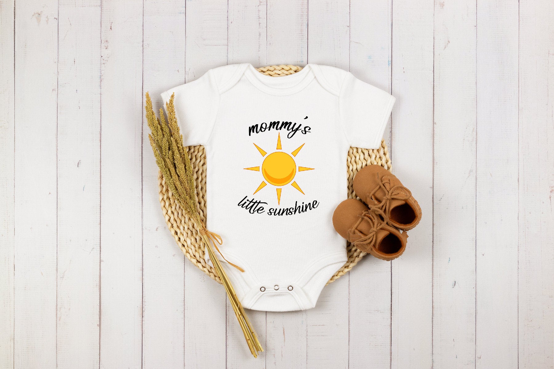 Personalized Little Sunshine Onesie®, Baby Custom Little Sunshine Bodysuit, Mommy Baby Onesie®, Cute Mommy's Little Ray of Sunshine Onesie®