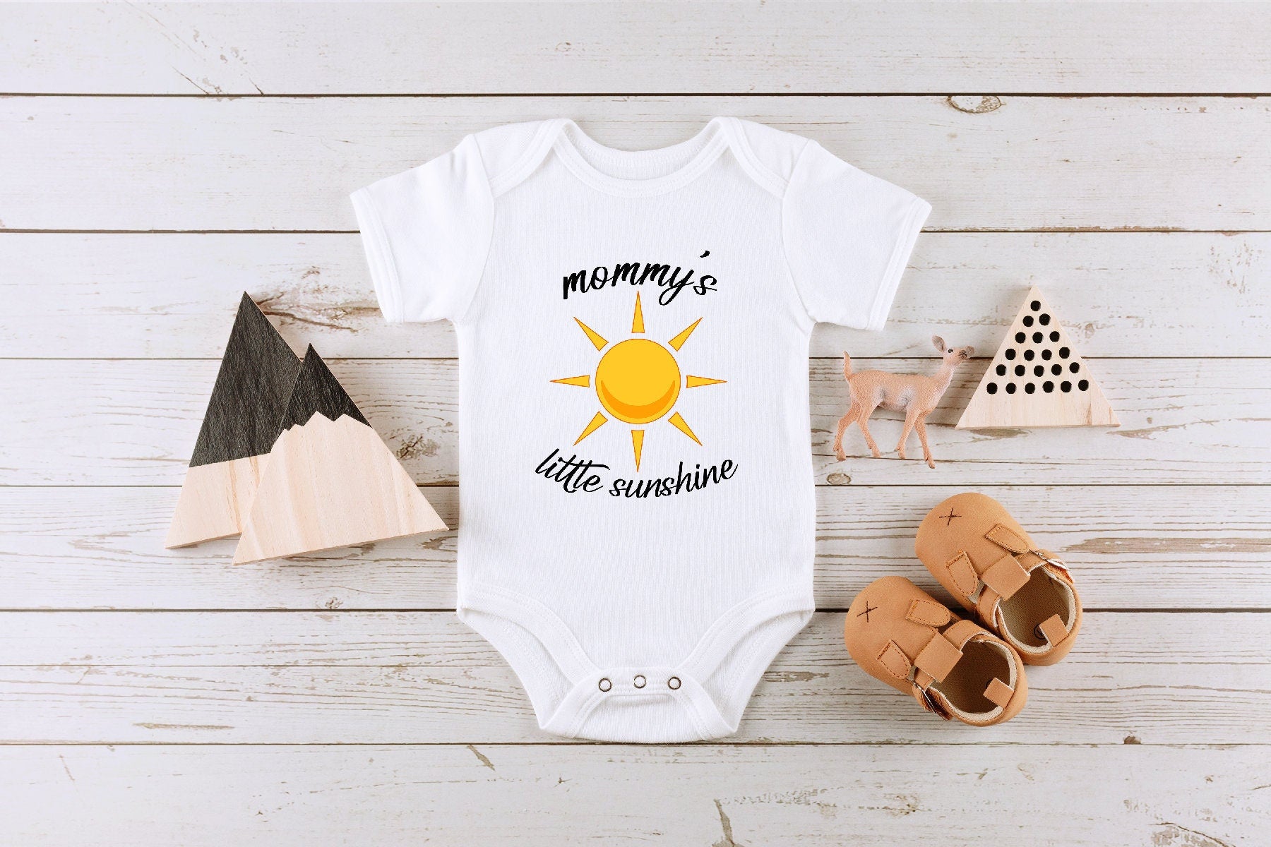 Personalized Little Sunshine Onesie®, Baby Custom Little Sunshine Bodysuit, Mommy Baby Onesie®, Cute Mommy's Little Ray of Sunshine Onesie®