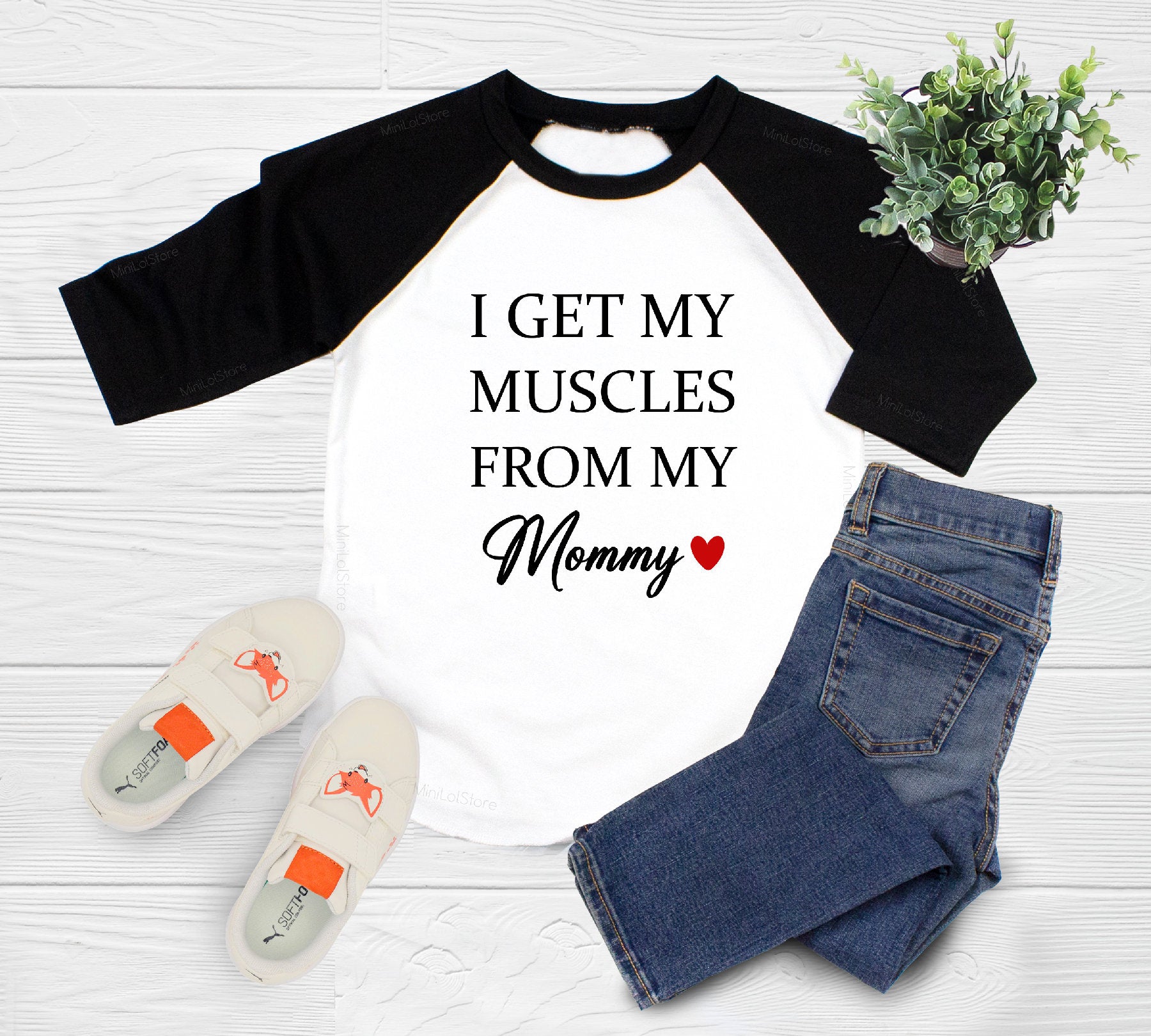 I Get My Muscles From My Mommy Onesie®, Cute Baby Bodysuit, Valentine's Day Baby Onesie®, Customized Baby, Work Out Funny Baby Shirt