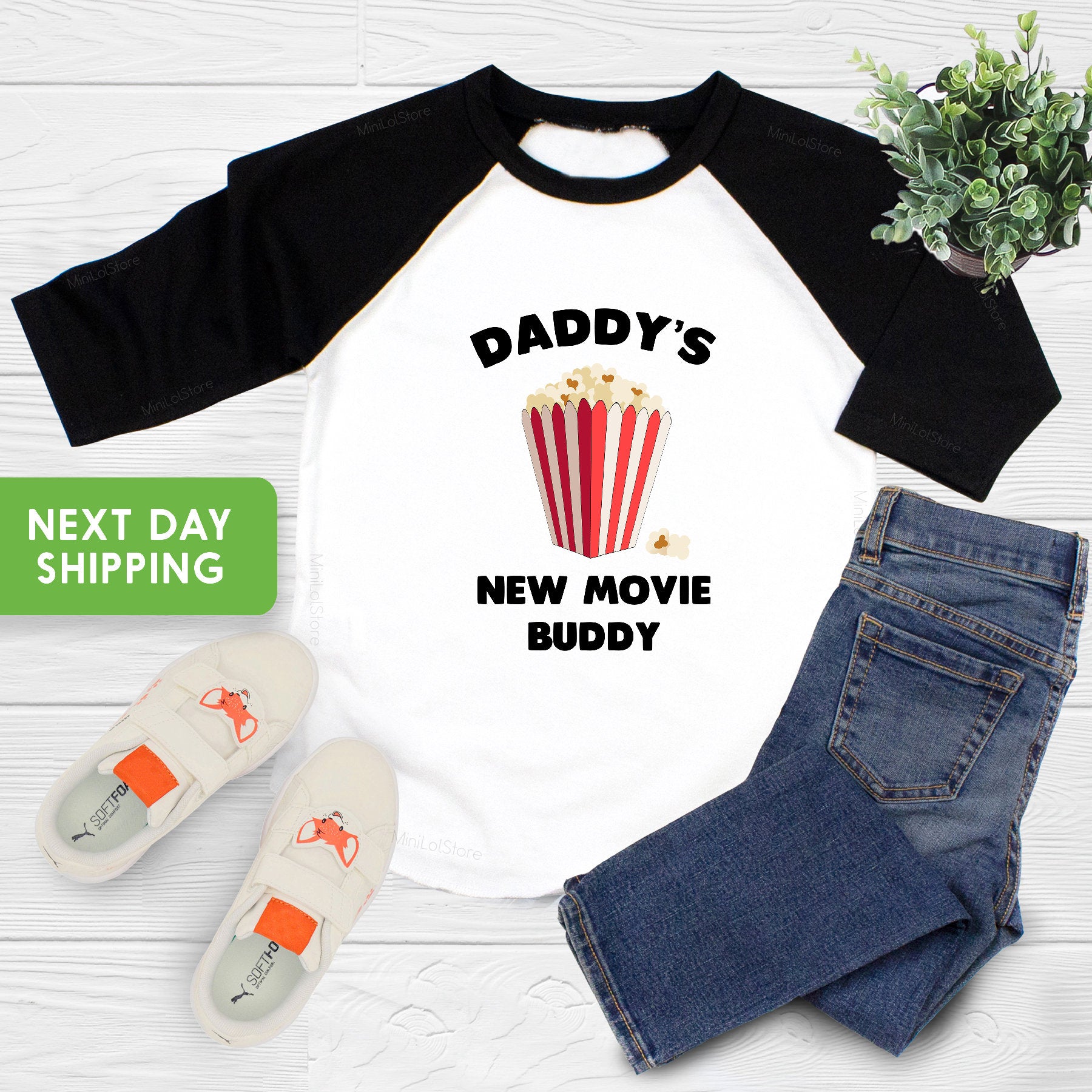 Daddy's New Movie Buddy Onesie®, Cute Baby Bodysuit, New Baby Onesie®, Father's Day Gift, Pregnancy Announcement, Going to be a Dad