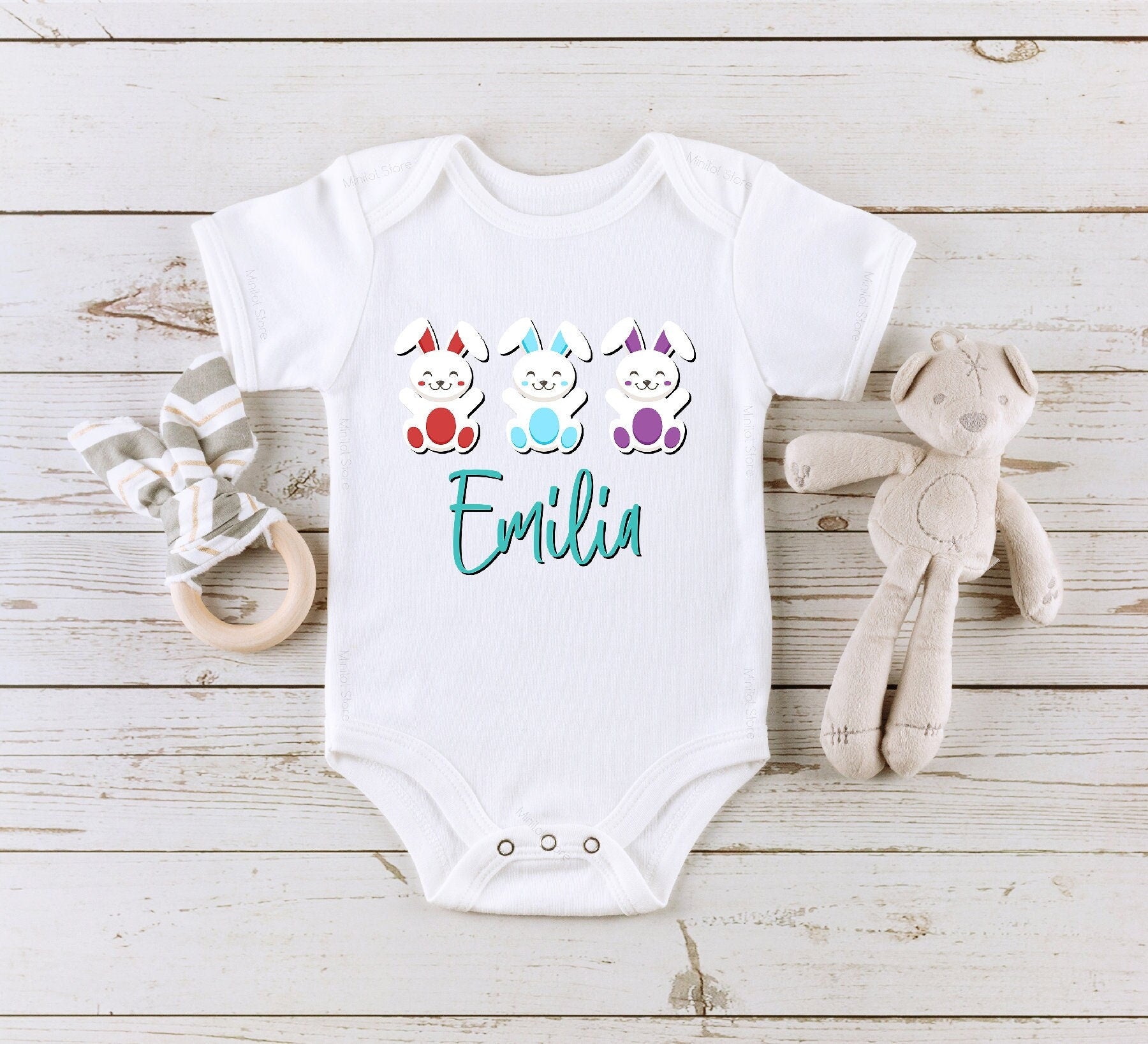 Personalized Baby Name Easter Onesie®, Custom Name Bunny Onesie®, Baby Name Easter Onesie®, Easter Bunny Name Onesie®, Baby Easter Onesie®