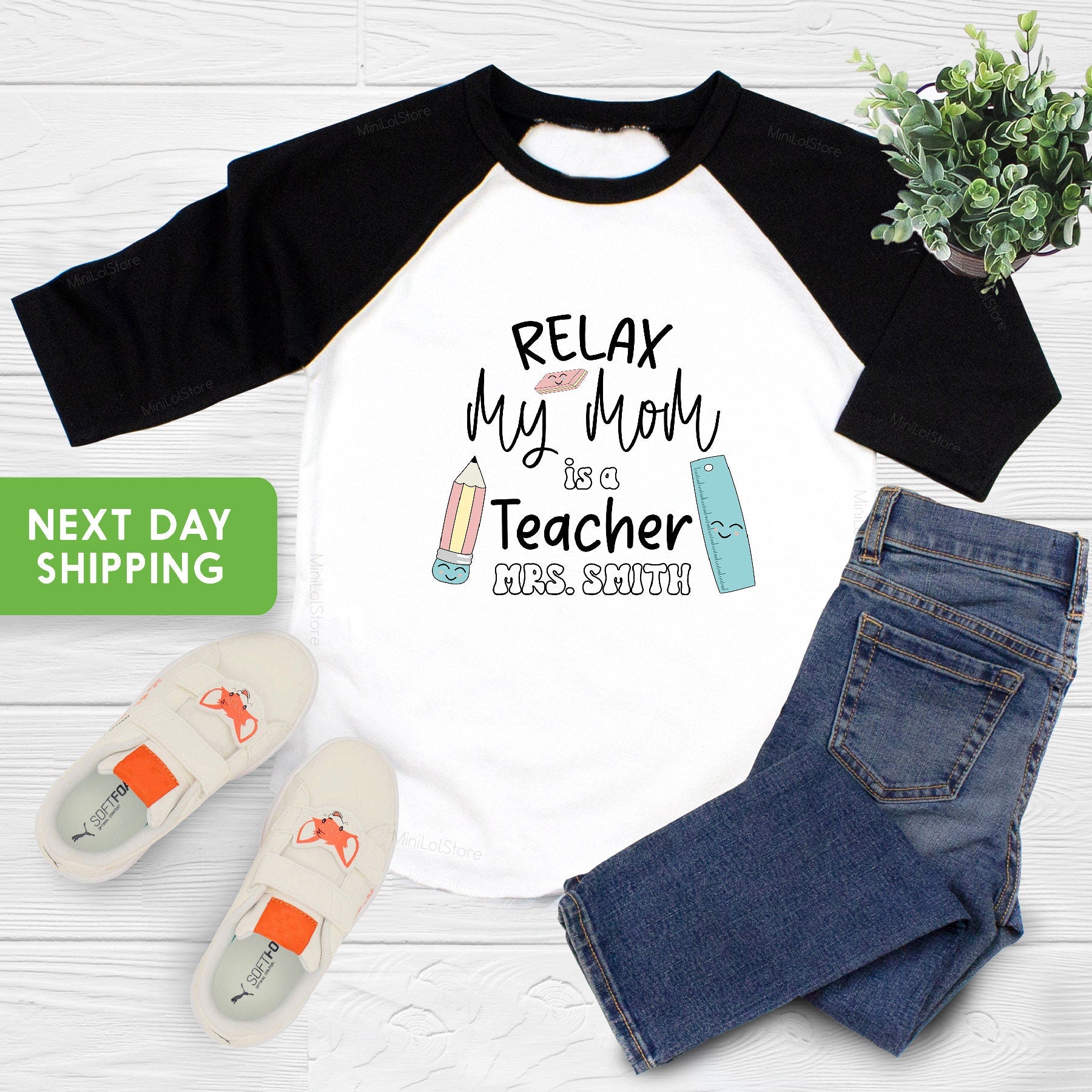 Relax My Mom Is a Teacher Onesie®, Personalized Teacher Baby Onesie®, Custom Baby Shower Gifts, Teacher Baby Gift, Mother's Day Gift