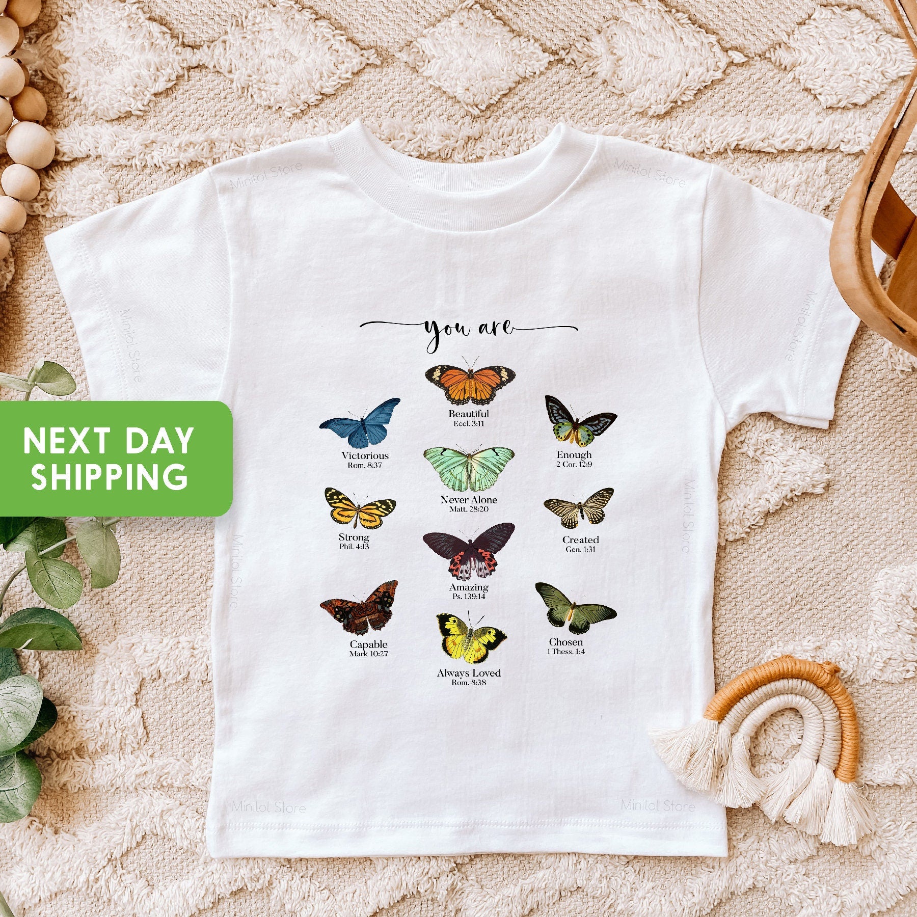 Christian Shirts for Kids, Jesus Shirt, Bible Verse Butterfly Toddler Shirt, Religious Kids Shirt, Baby Onesie® Cute, Baby Shower Gift