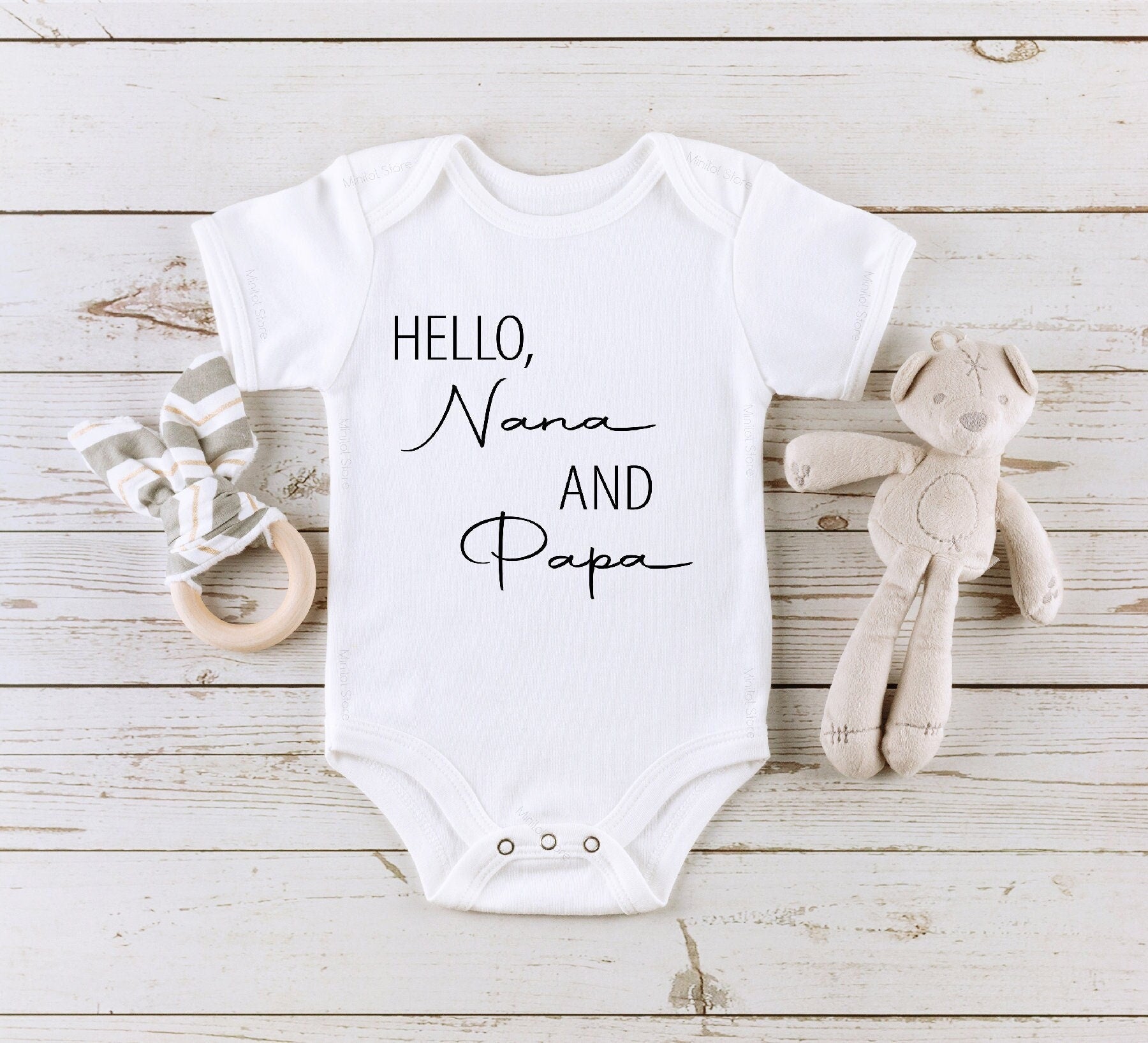 Hello Nana and Papa Baby Bodysuit, Surprise Parents Baby , Cute Baby Bodysuit, Baby Announcement, Pregnancy Reveal Bodysuit