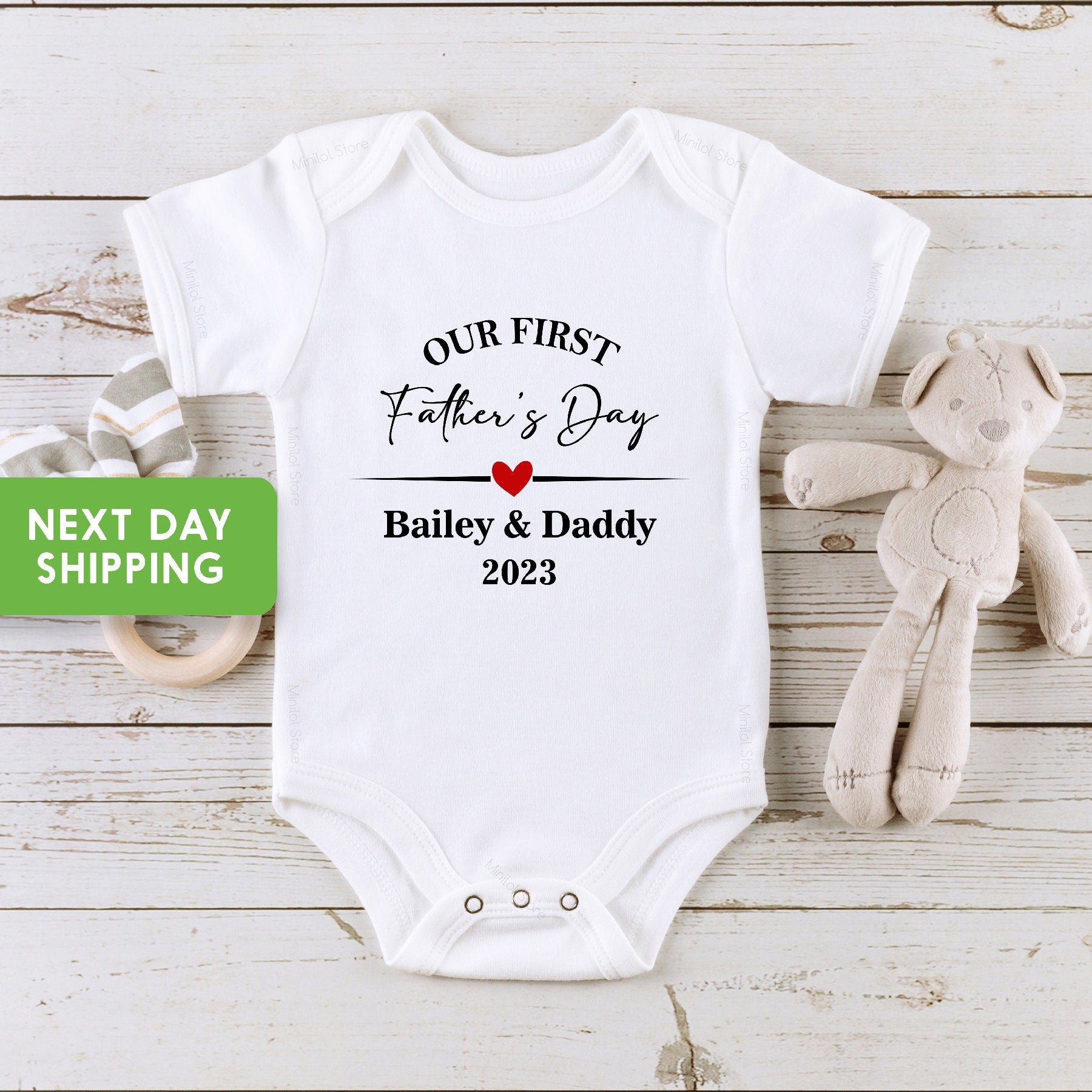 Our First Fathers Day Baby Onesie®, Our First Fathers Day Onesie® for Baby, Fathers Day Bodysuit for Baby,  Cute Baby Outfit for Fathers Day