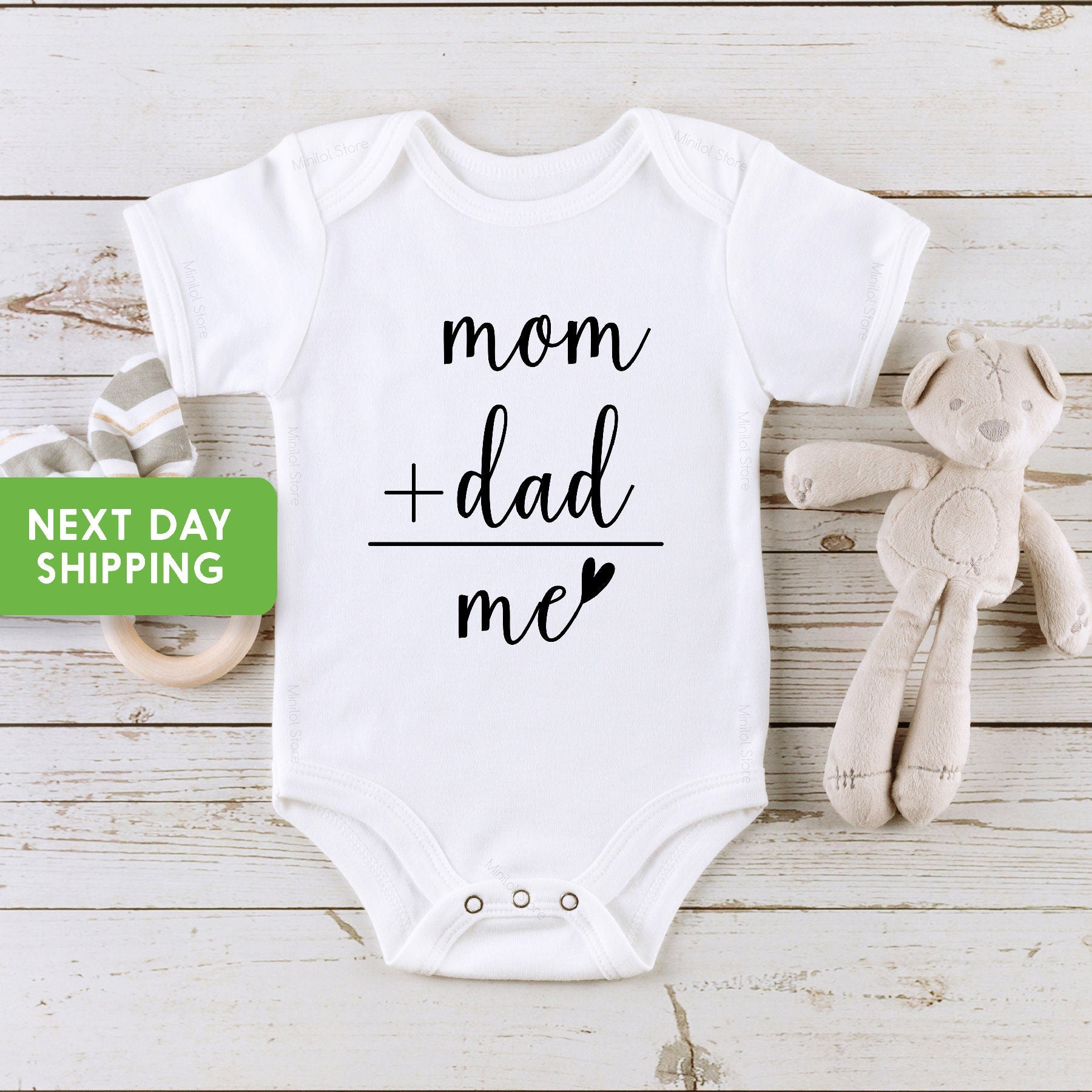 Mom + Dad = Me Baby Onesie®, Cute Baby Onesie®, Mom Baby Onesie®, Dad Baby Onesie®, Baby Shower Gift, Mother's Day Onesie®, Father's Day