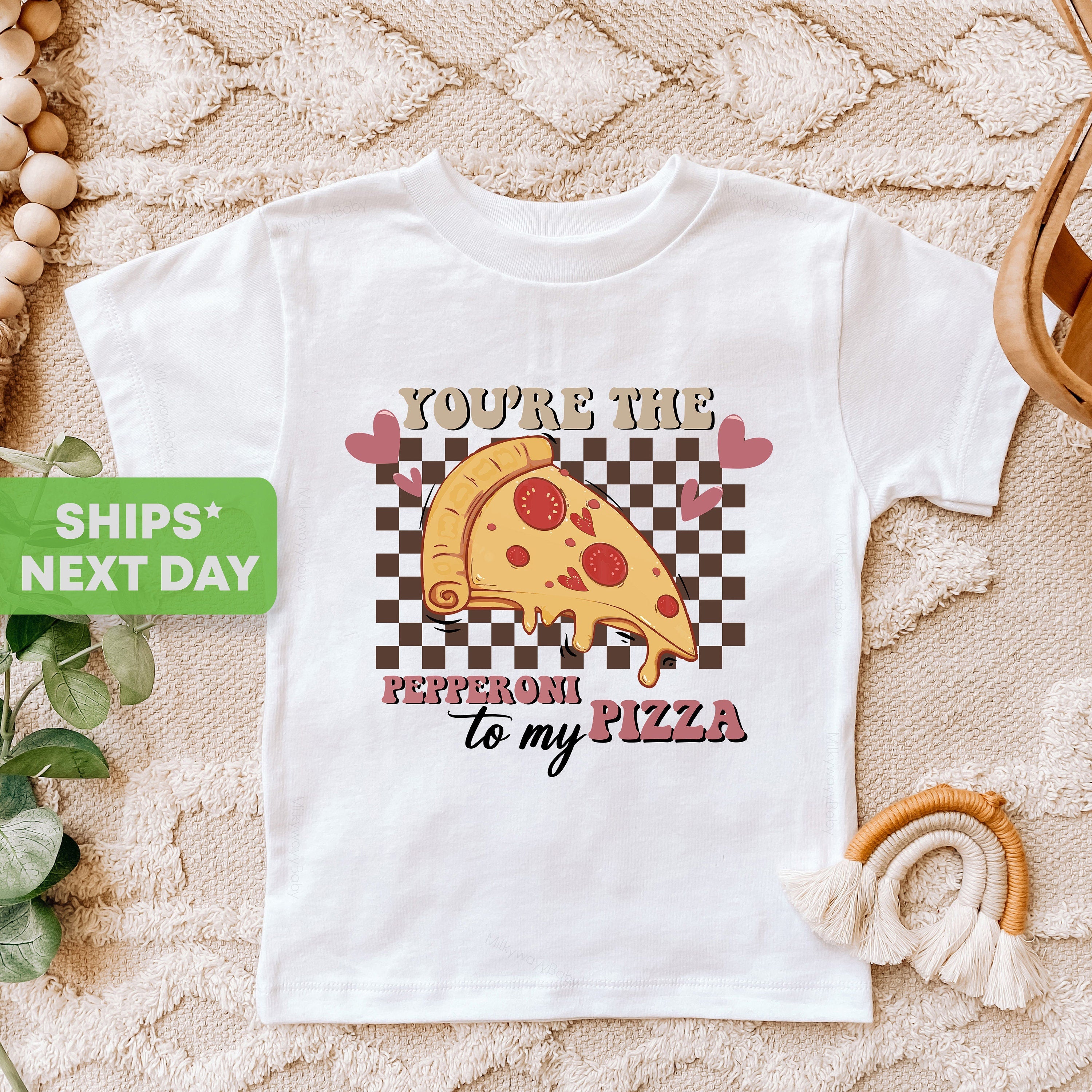 Pizza Shirt, You're the Pepperoni to my Pizza Bodysuit, Retro Mother's Day Natural Onesie®, Mother's Day Gift, Cute Baby Onesie®