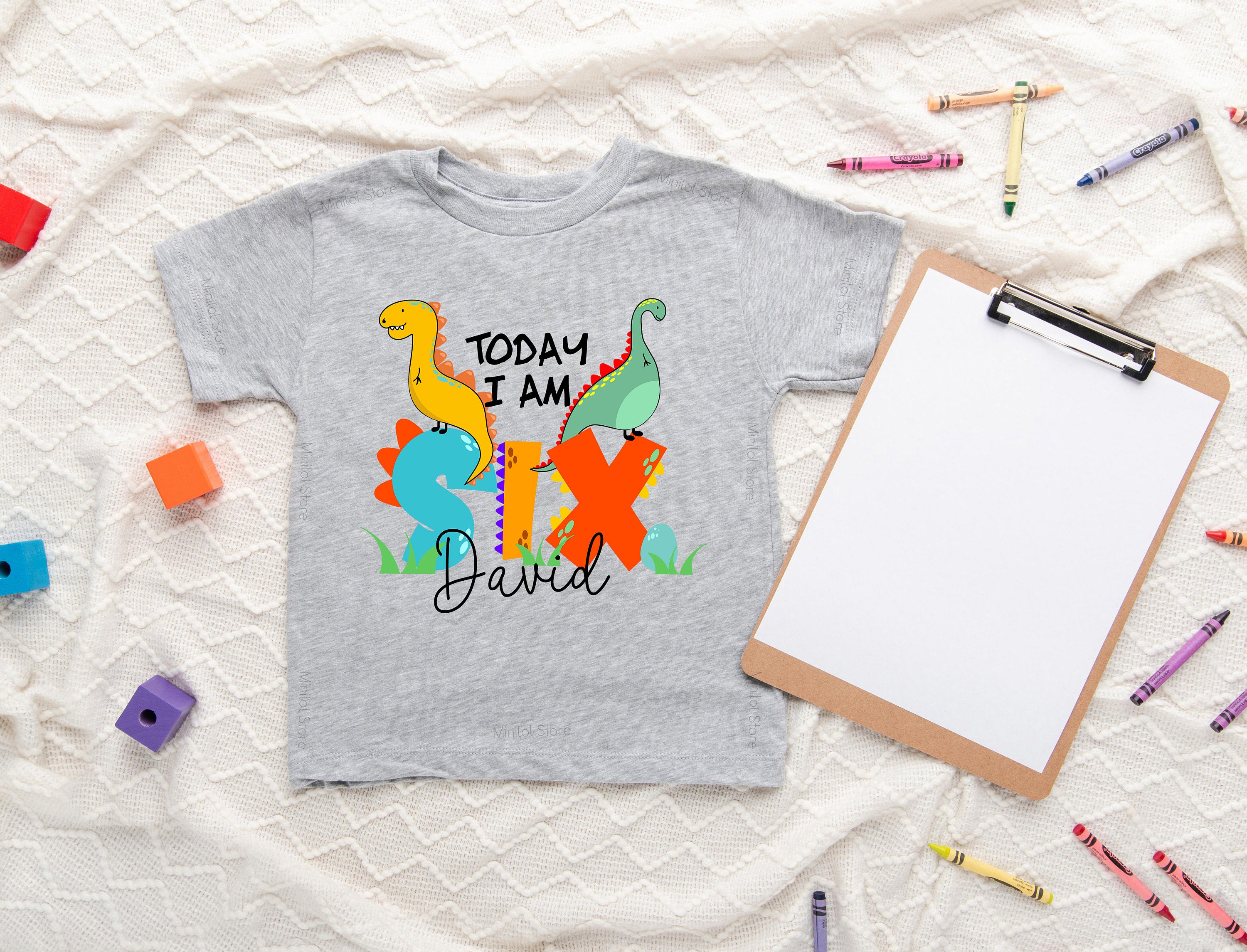 Personalized Saurus Six Birthday T-Shirt, First Birthday Saurus, 2nd Birthday Shirt, Personalized 3rd Birthday, Fourth Birthday Shirt, 5th