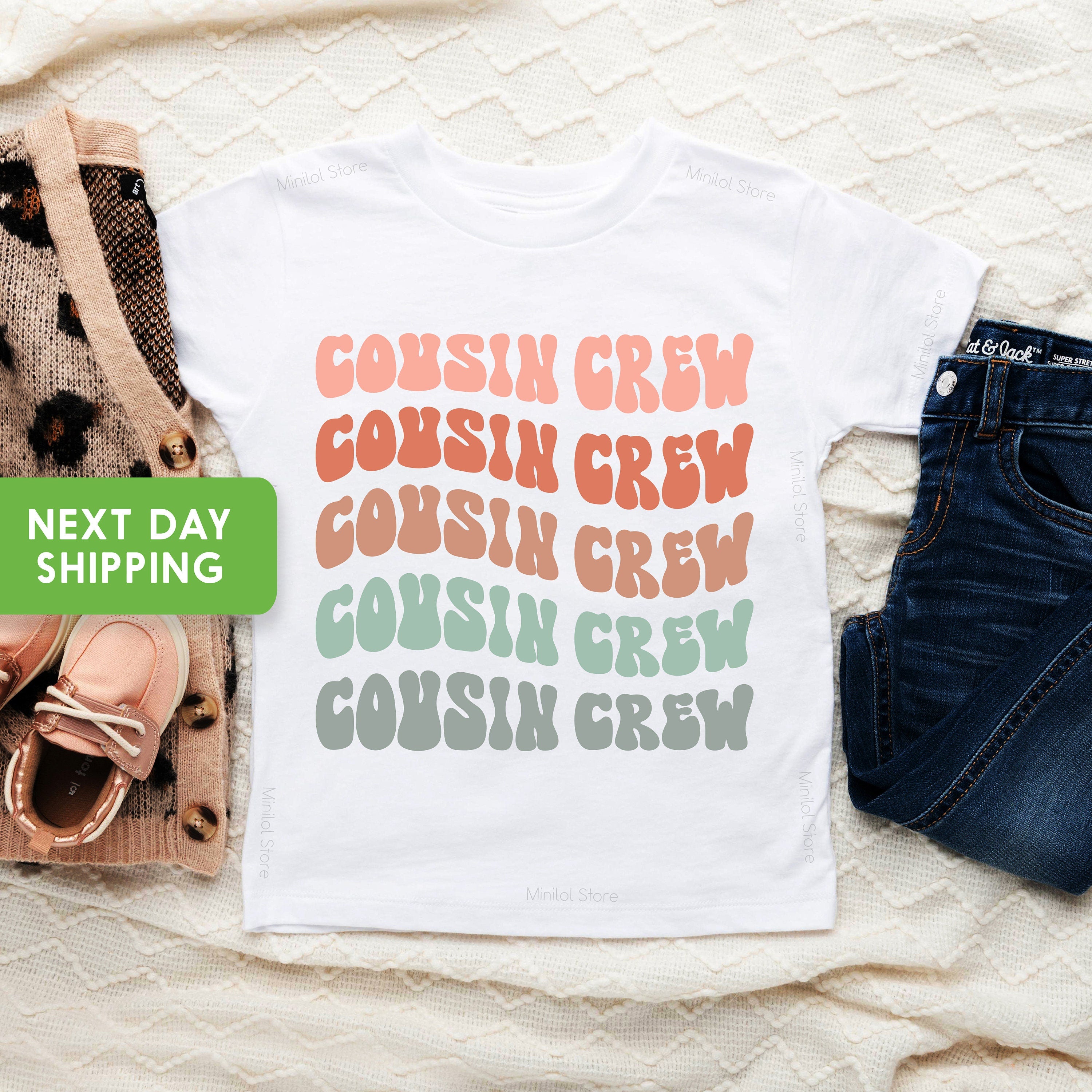 Cousin Crew Toddler Shirt, Boho Retro Kids Shirt, Cute Cousin Crew Natural Infant, Toddler & Youth Tee