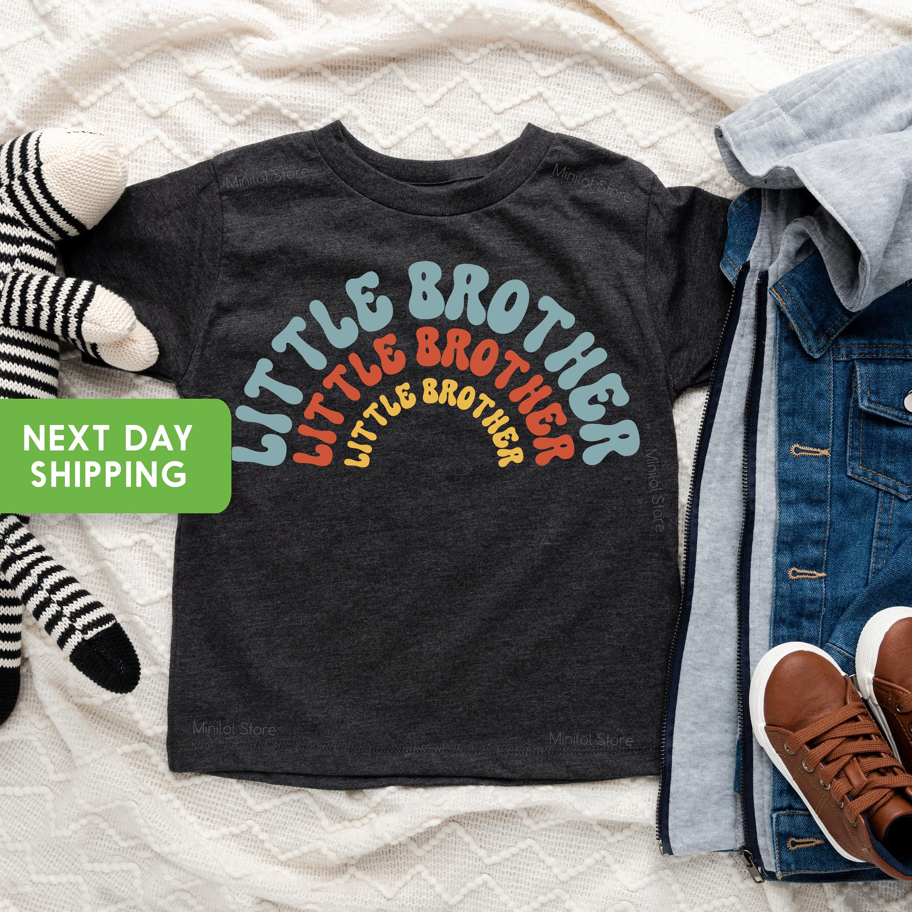 Little Brother Onesie®, Retro Pregnancy Announcement Bodysuit, Boys Baby Onesie®, Second Pregnancy Announcement